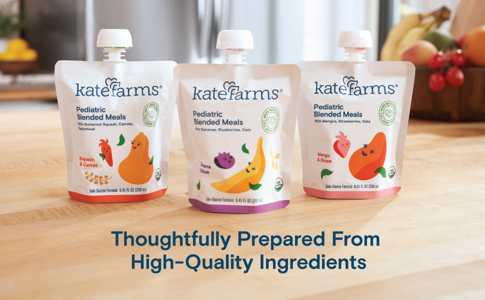 kate farms pediatric blended meals with squash and carrots 8 45 ounce pouch kate farms pediatric tube feeding formula mk1241599ea