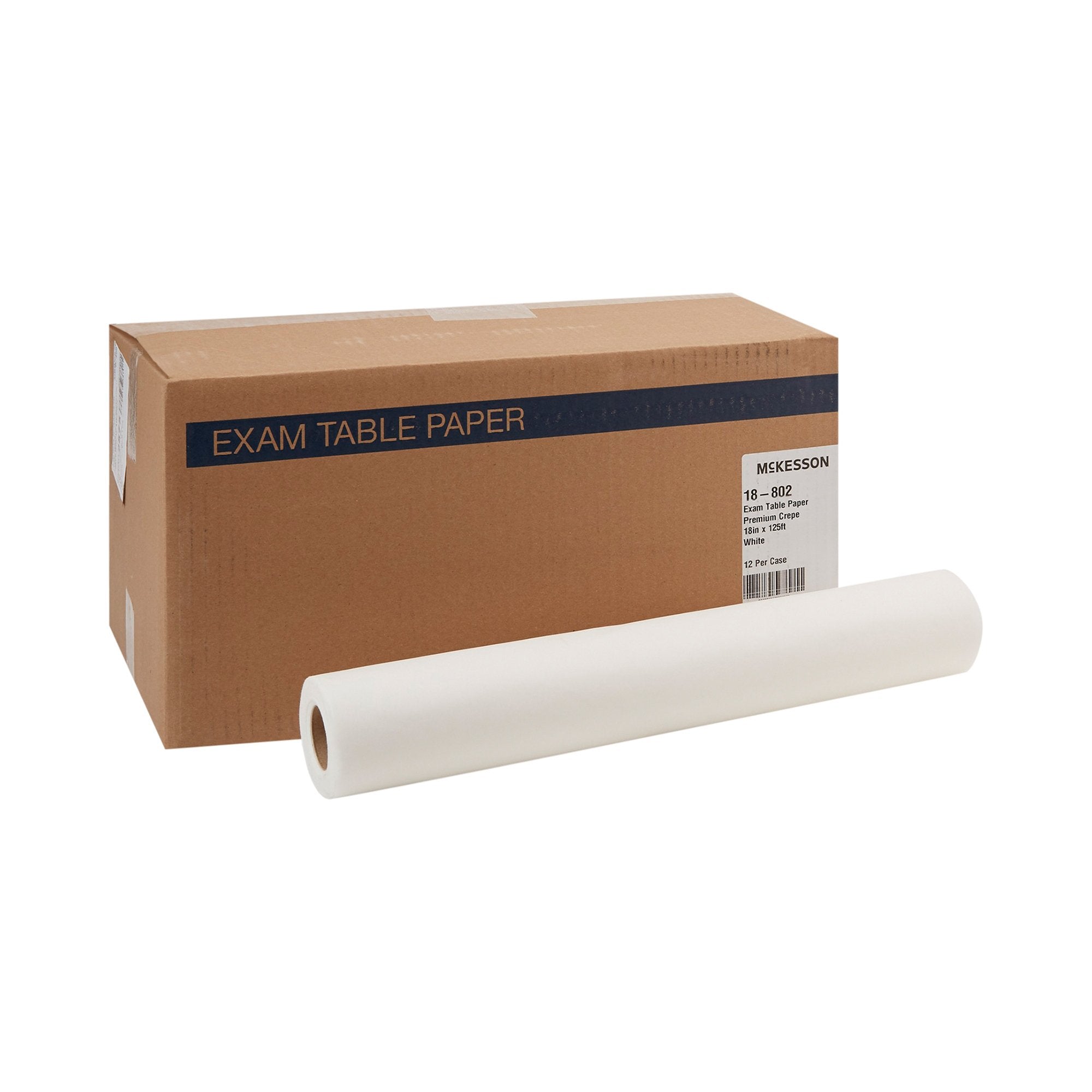 Table Paper McKesson 18 Inch Width 125 Foot Length White Crepe