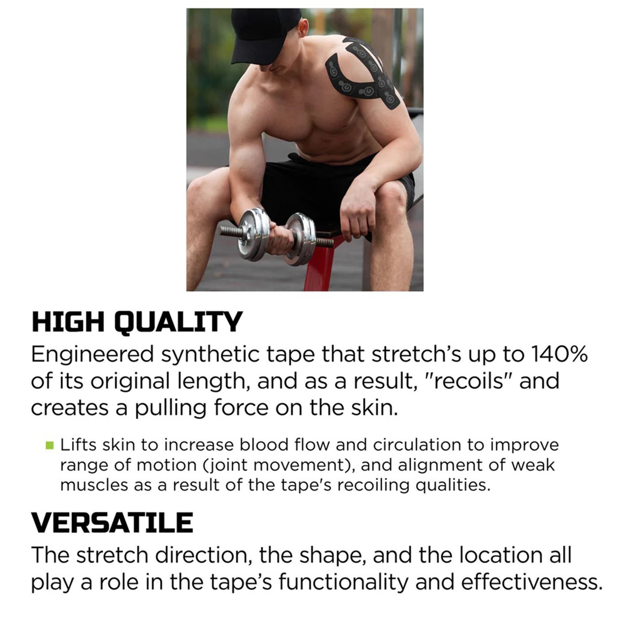 kinesiology tape green drop black 2 x 10 inch nylon polyester spandex nonsterile packaging type case