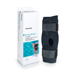 McKesson Hinged Knee Brace – Black Wraparound Open-Patella with D-Rings, 3X-Large (28–30-1/2 in) | HCPCS L1820