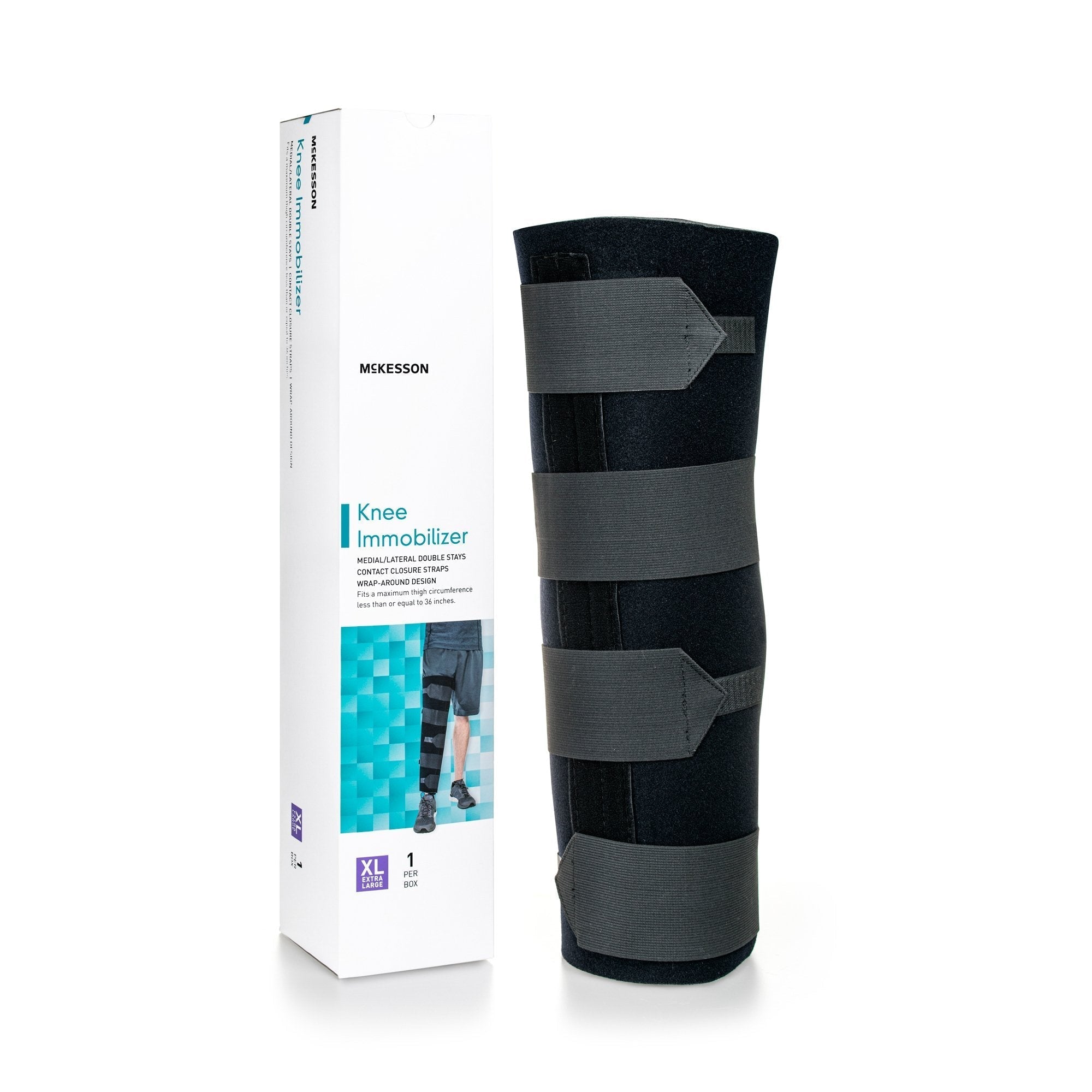 Knee Immobilizer McKesson X Large Up to 36 Inch Thigh Circumference 22 Inch Length Left or Right Knee