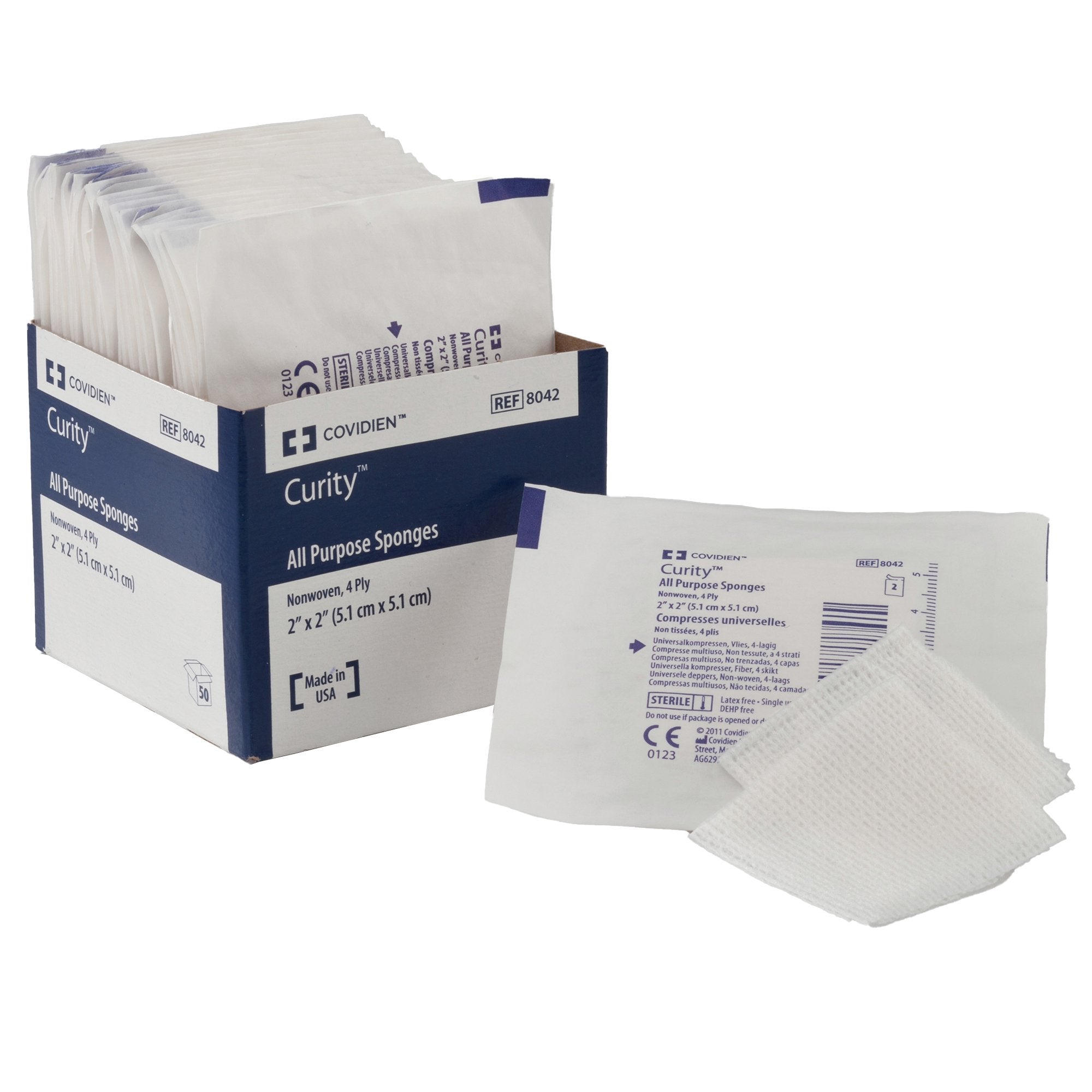 Nonwoven Sponge Curity 3 X 3 Inch 4-Ply Sterile 2 per Pack