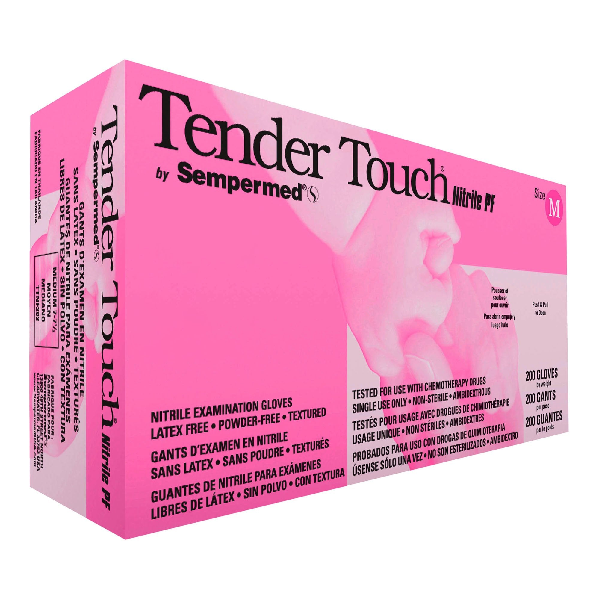 Exam Glove Tender Touch 200 Medium NonSterile Nitrile Standard Cuff Length Textured Fingertips Lavender Chemo Tested / Fentanyl Tested