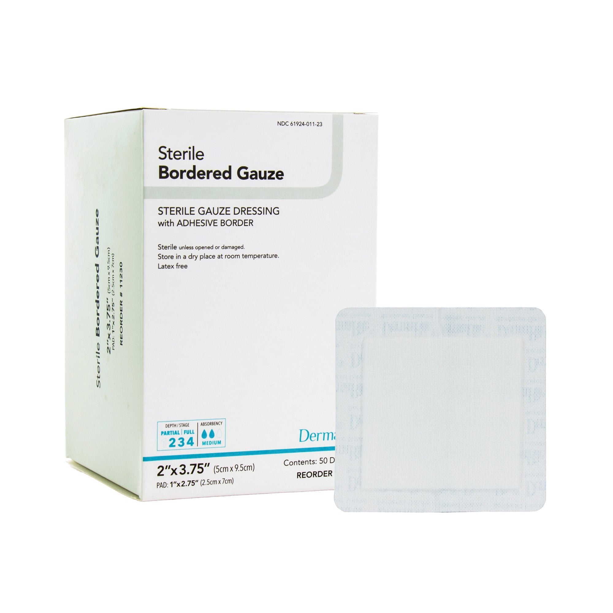 Island Dressing DermaRite Bordered Gauze 2 X 3-3/4 Inch Square Sterile
