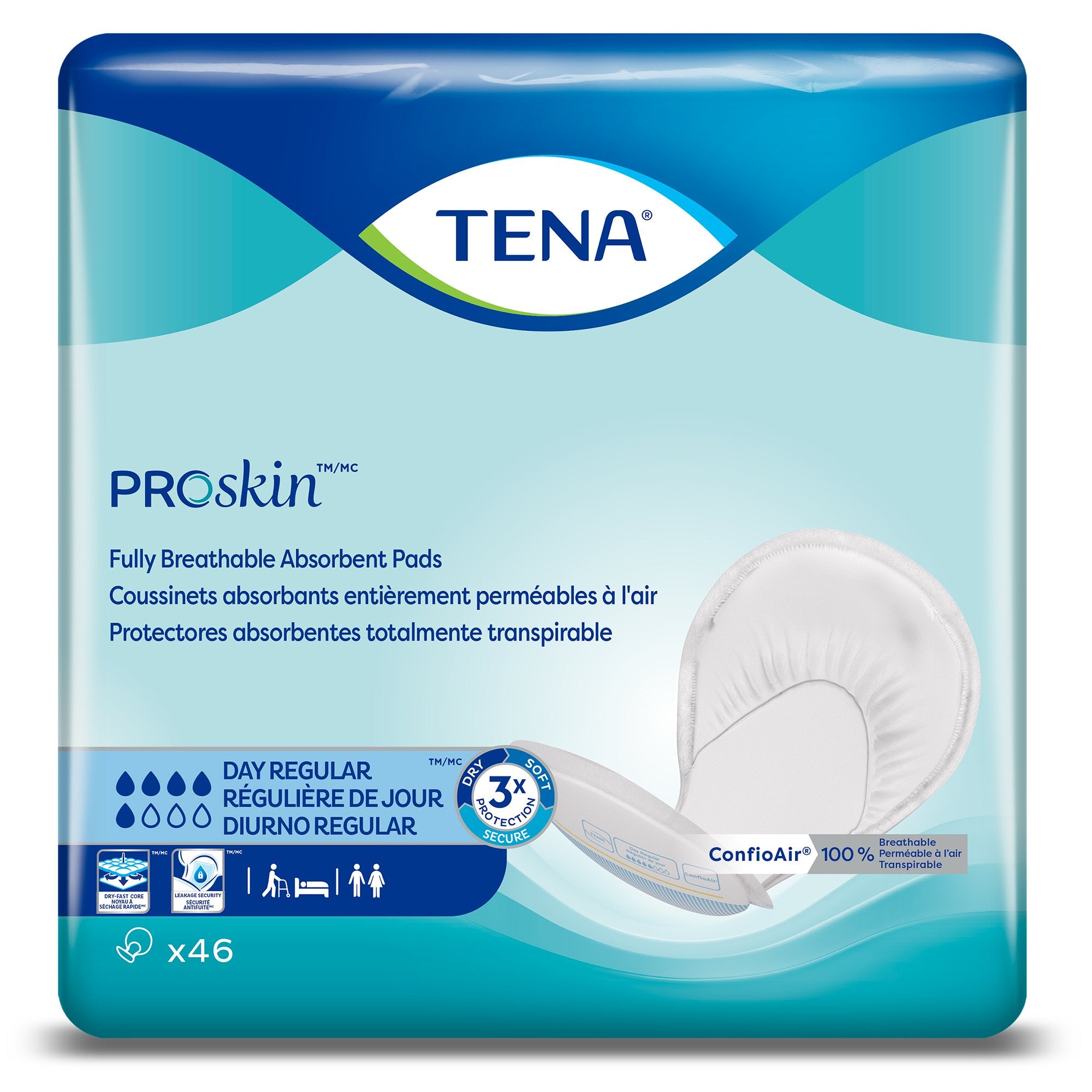 Incontinence Liner TENA ProSkin Day Regular 24 Inch Length Moderate Absorbency Dry-Fast Core One Size Fits Most