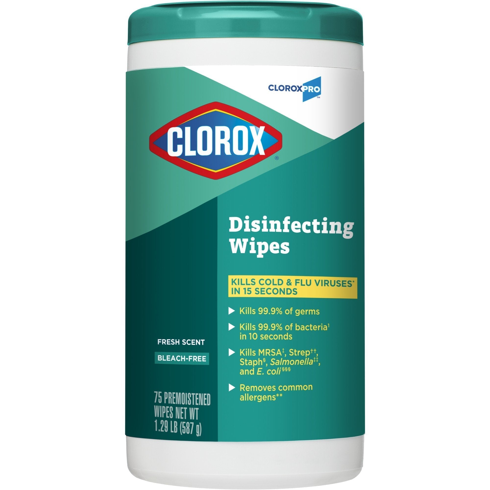 Toallita desinfectante de superficies prehumedecida CloroxPro™ Clorox®, manual, 75 unidades, aroma fresco, no estéril