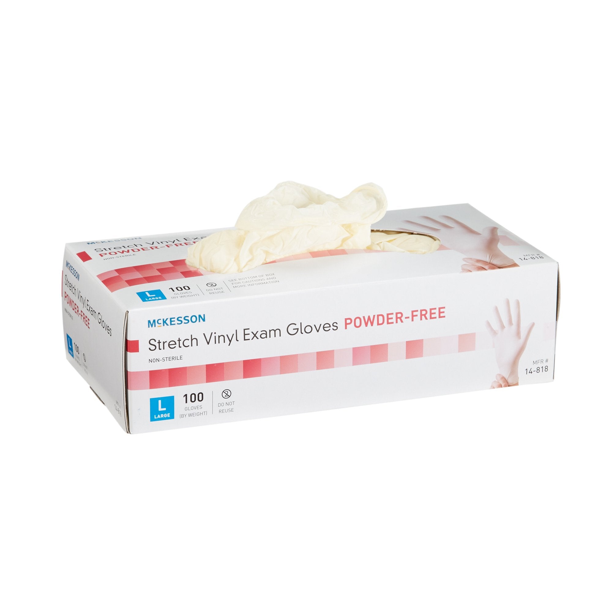 Exam Glove McKesson Large NonSterile Stretch Vinyl Standard Cuff Length Smooth Ivory Not Rated
