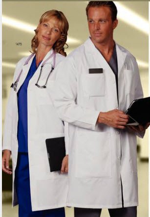 Lab Coat White Large Knee Length 65% Polyester / 35% Cotton Reusable