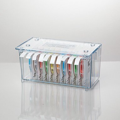 Label Dispenser Peel N Go 4 1/8 X 5 3/10 X 9 3/16 Inch Desktop Manual Pull Clear Plastic 10 Roll Dispenser For use with Medication Labels