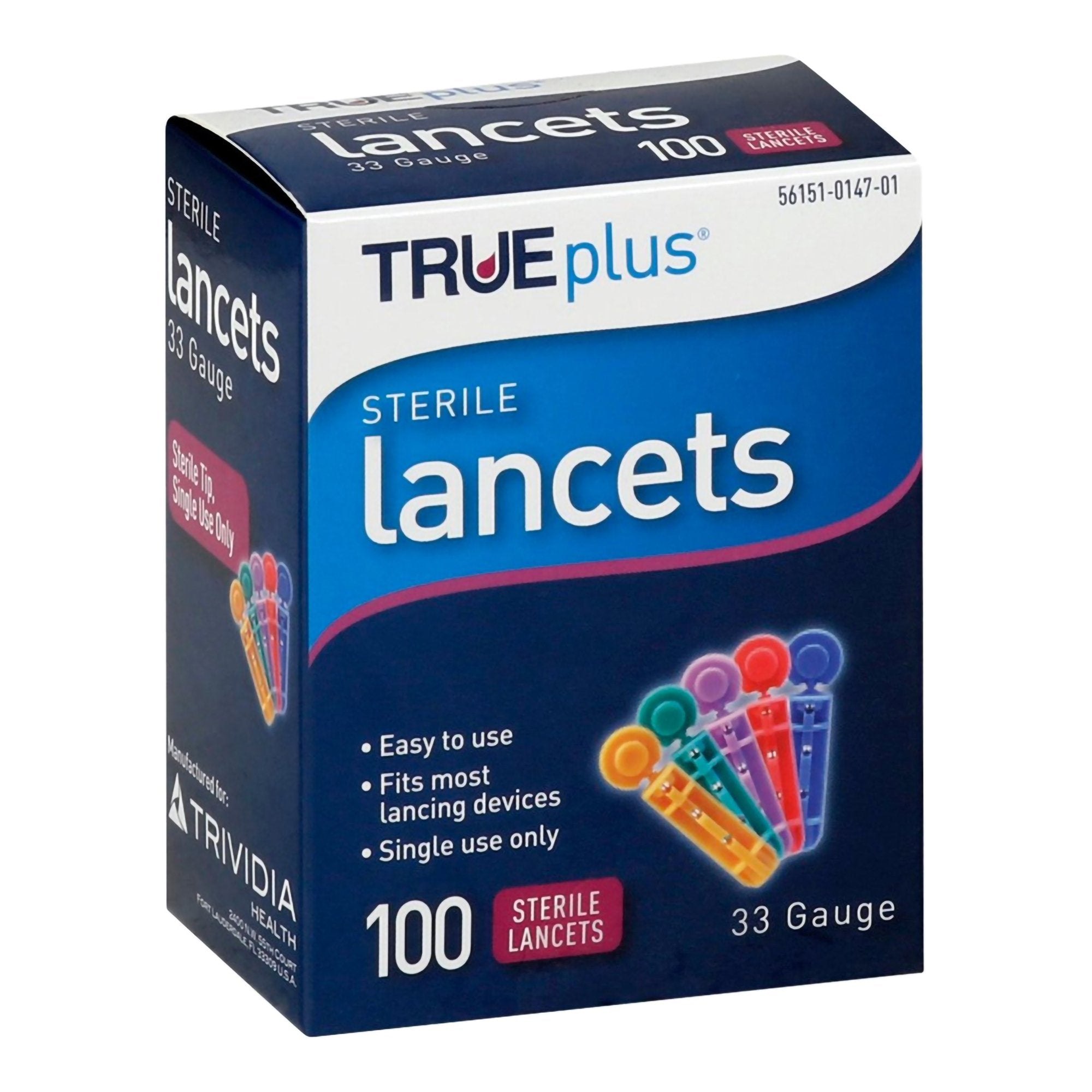 Lancet for Lancing Device TRUEplus 33 Gauge Non Safety Twist Off Cap Finger