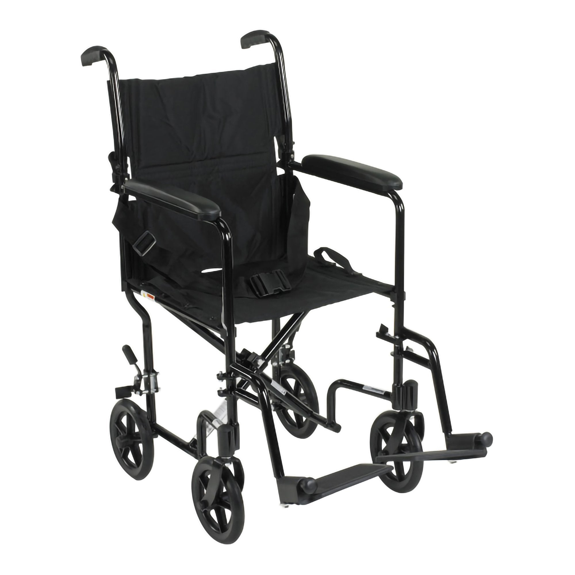 Transport Chair McKesson 19 Inch Seat Width Full Length Arm Swing Away Footrest Aluminum Frame with Black Finish