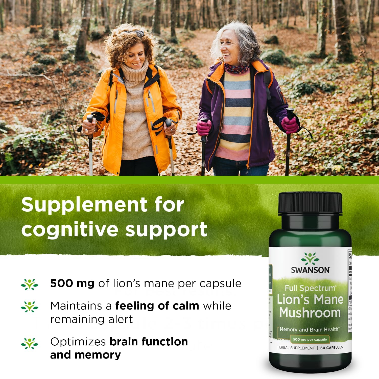 lions mane mushroom capsules 500 mg each 60 capsules herbal supplement supporting cognitive function 3 pack