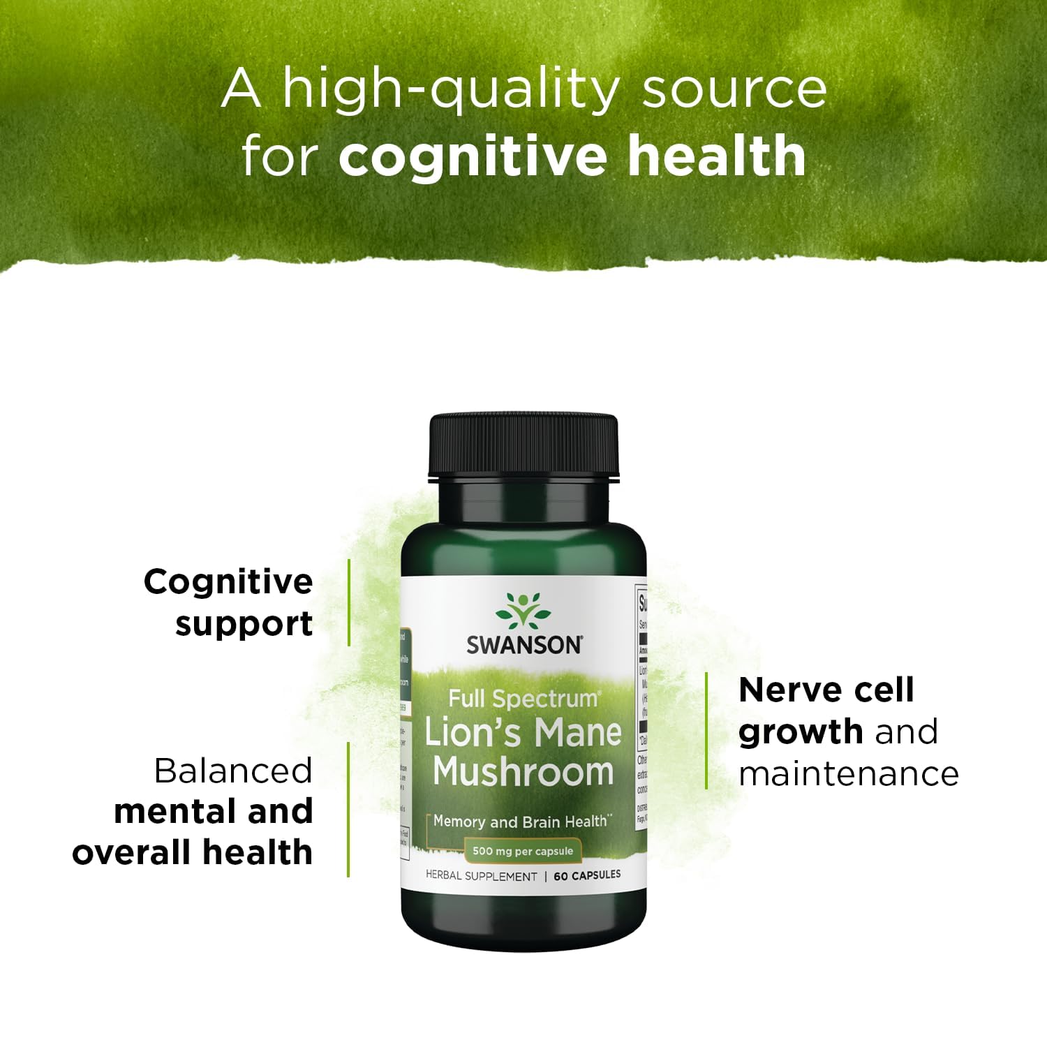 lions mane mushroom capsules 500 mg each 60 capsules herbal supplement supporting cognitive function 3 pack