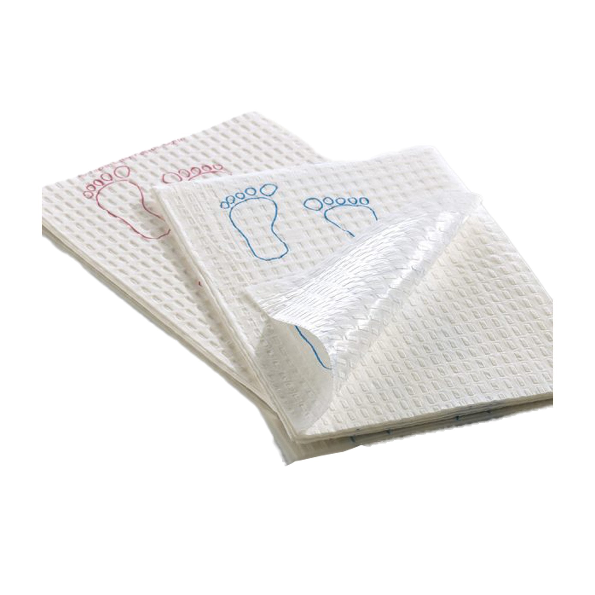 Procedure Towel Footprint 13-1/2 X 18 Inch White / Mauve Footprints NonSterile