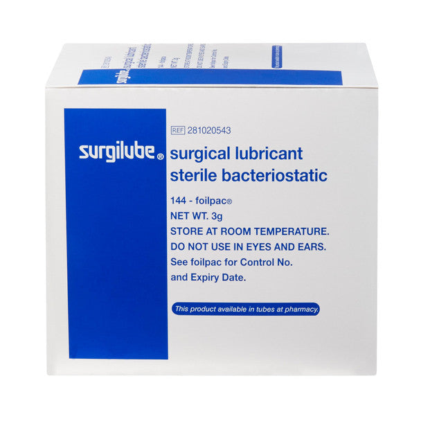 lubricating jelly carbomer free surgilube 3 gram individual packet sterile packaging type box