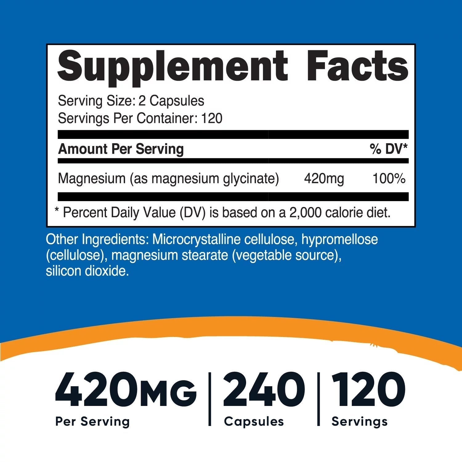 Magnesium+ Extra Strength 420Mg, 240 Capsules 120 Servings. Magnesium Glycinate, Oxide Non Gmo, Gluten Free, Vegan Friendly