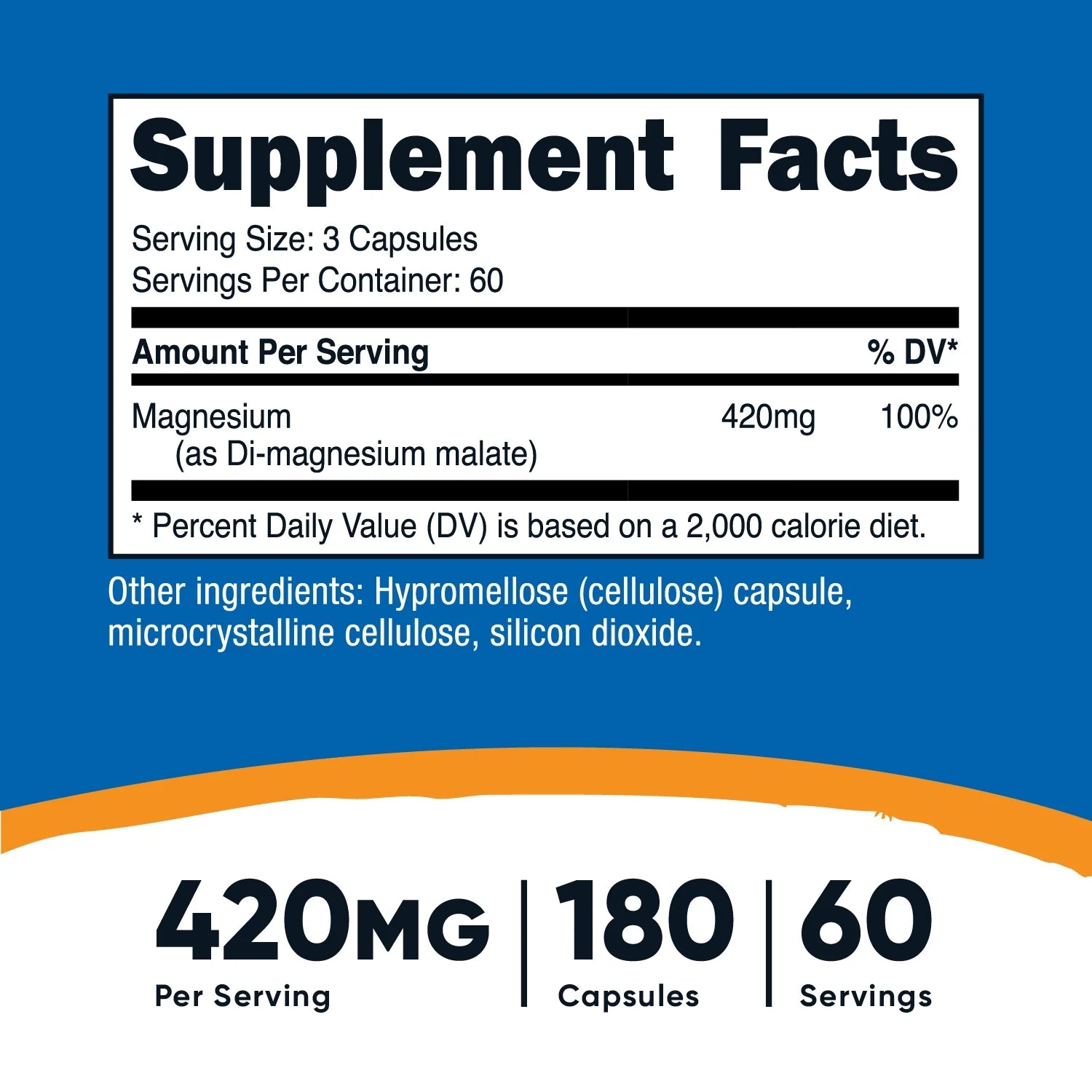 Magnesium Malate 2100Mg, 180 Capsules, 60 Servings   Non Gmo, Gluten Free Supplement