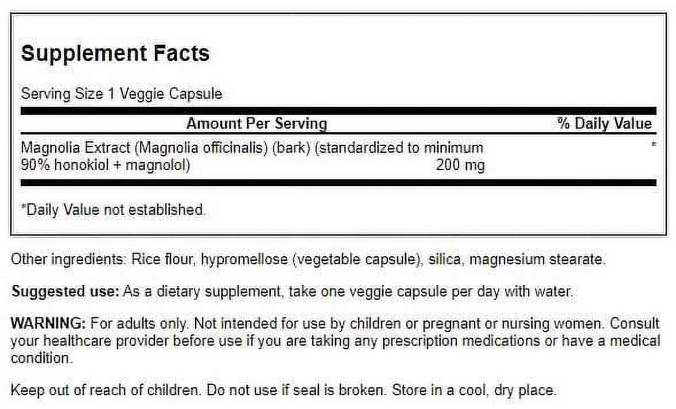 Magnolia Extract Standardized 200 Mg 30 Vegan Caps 3 Pack