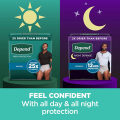 male adult absorbent underwear depend fresh protection waistband style small medium disposable heavy absorbency packaging type case