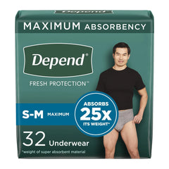 Depend Fresh Protection Men's Absorbent Underwear – Heavy Absorbency,Small, Large & X-Large