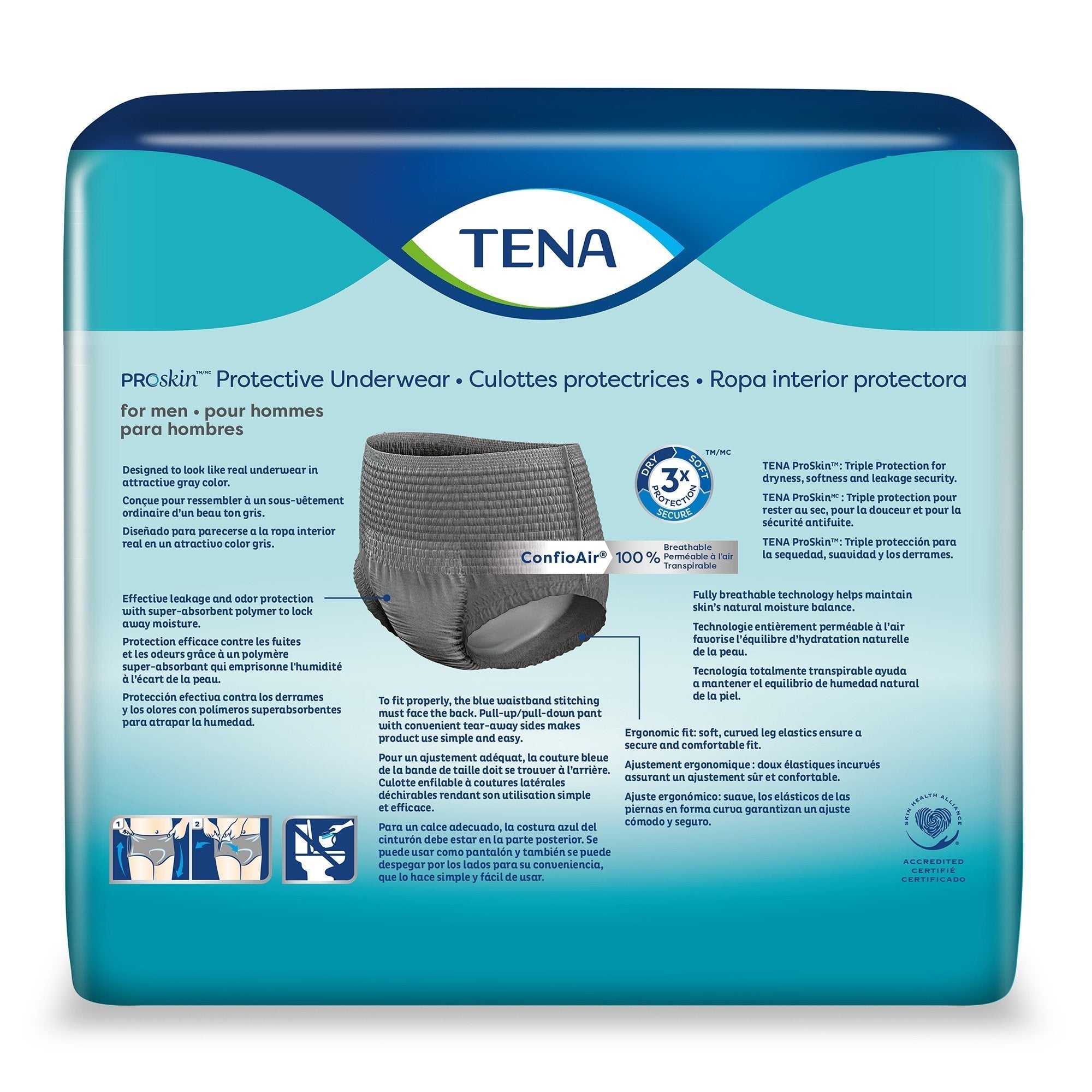 male adult absorbent underwear tena proskin pull on with tear away seams medium disposable moderate absorbency packaging type case