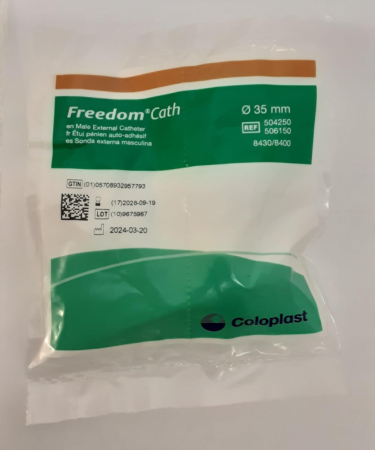 male external catheter freedom cath self adhesive strip latex large packaging type box