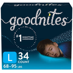 male youth absorbent underwear goodnites pull on with tear away seams large disposable heavy absorbency packaging type case