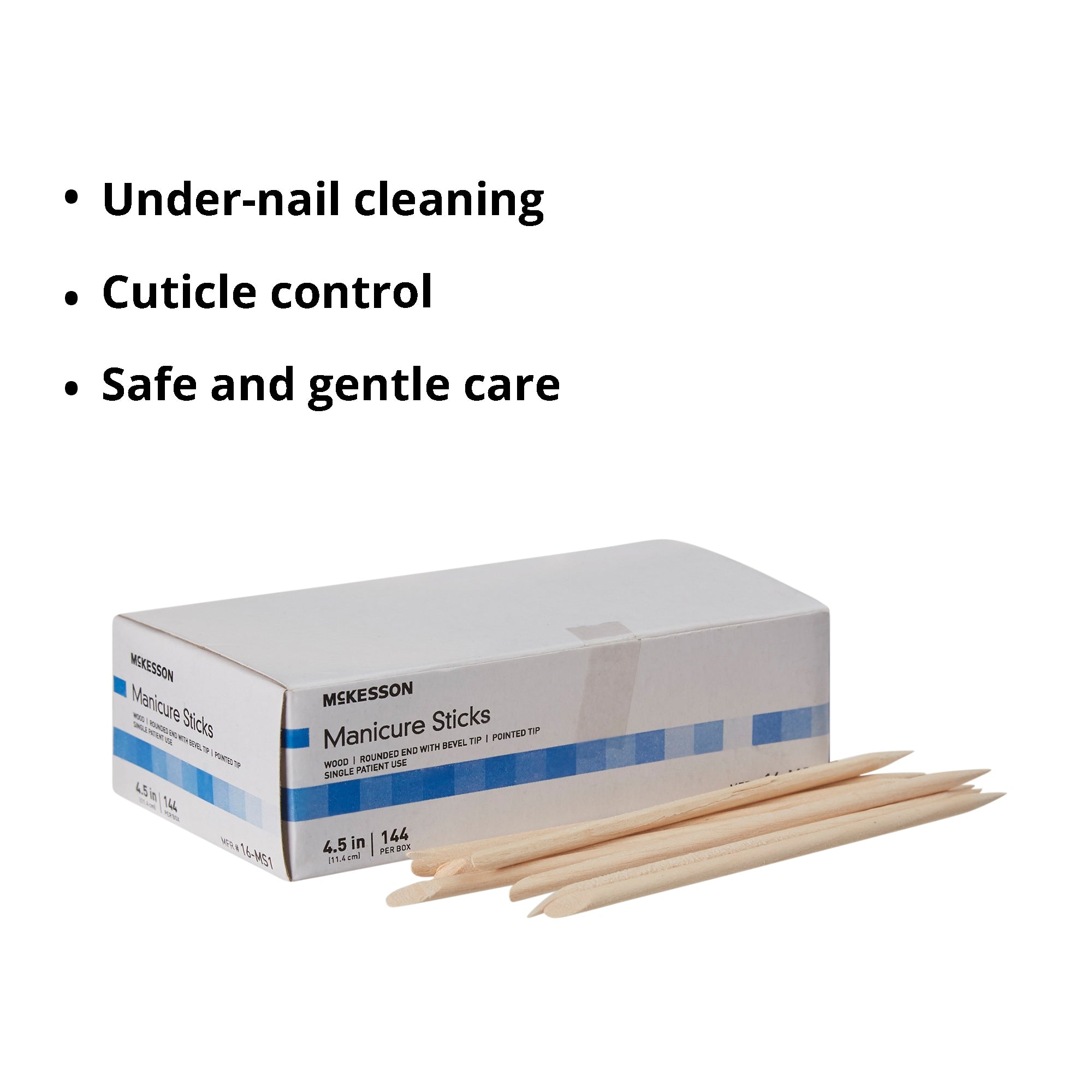manicure stick mckesson 4 5 inch 100 white birch packaging type box