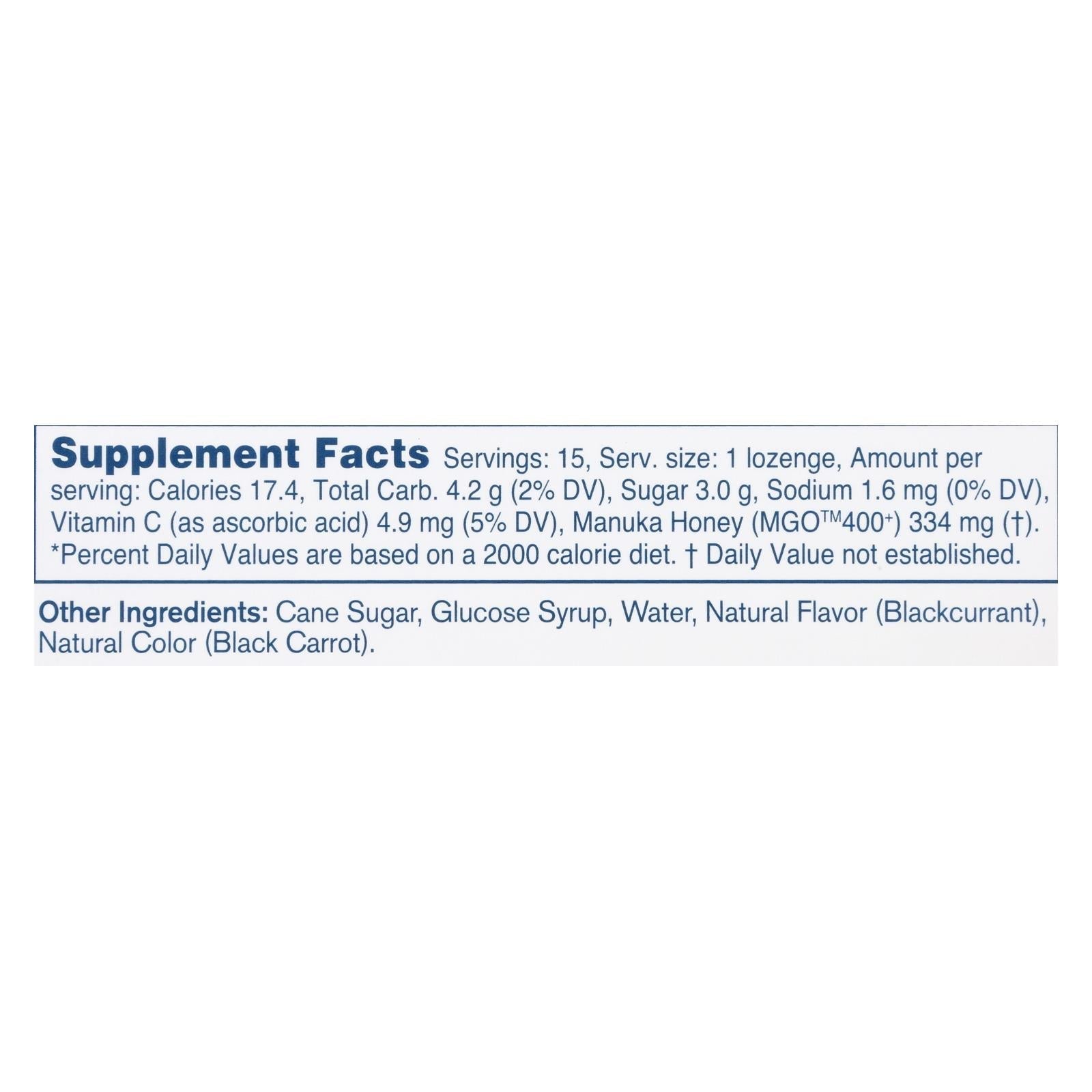 manuka health loz honey mgo 400 blkcrnt 1 each 1 15 ct