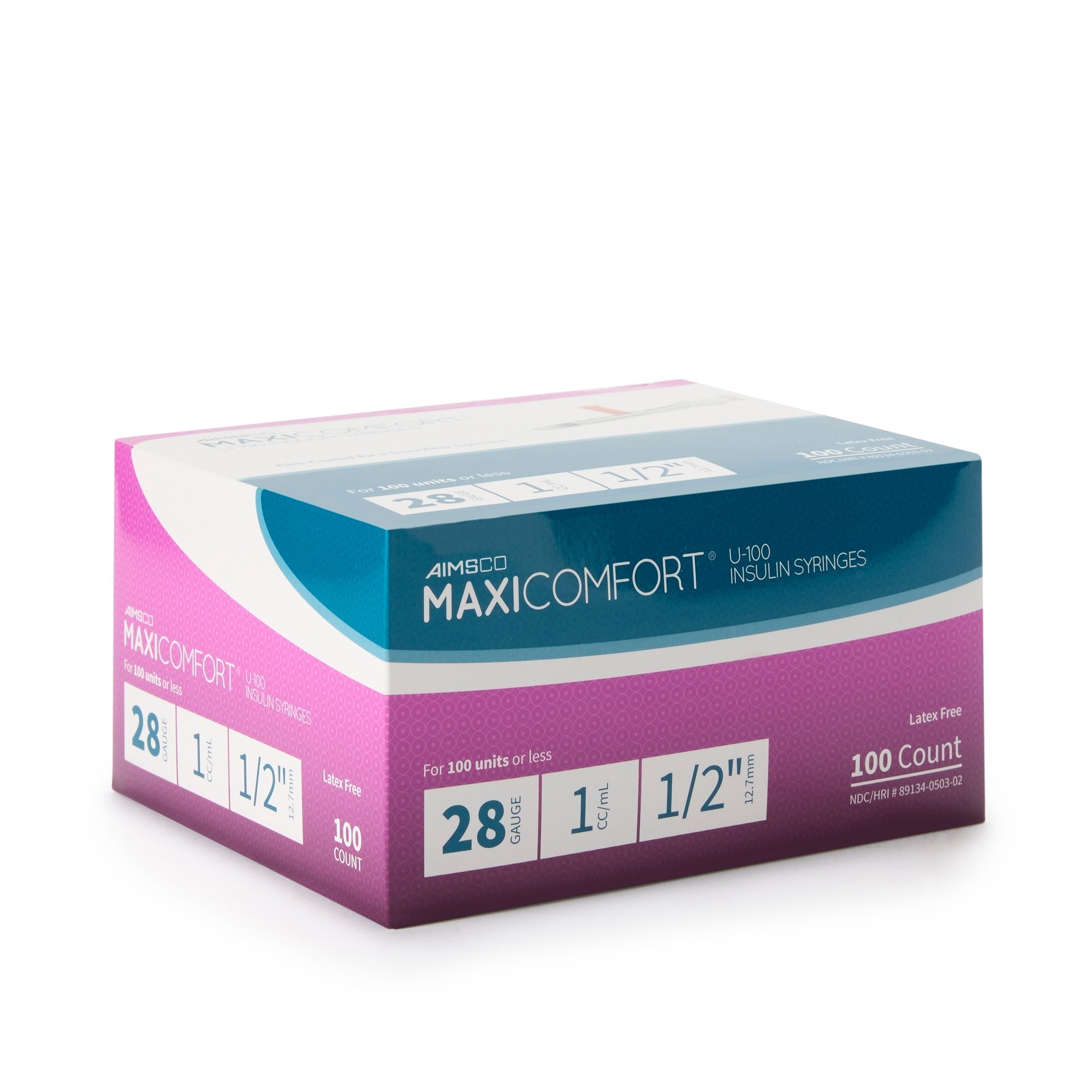 maxicomfort ii standard insulin 1 ml syringe with needle 28 gauge 1 2 inch length aimsco standard insulin syringe with needle mk1182679bx