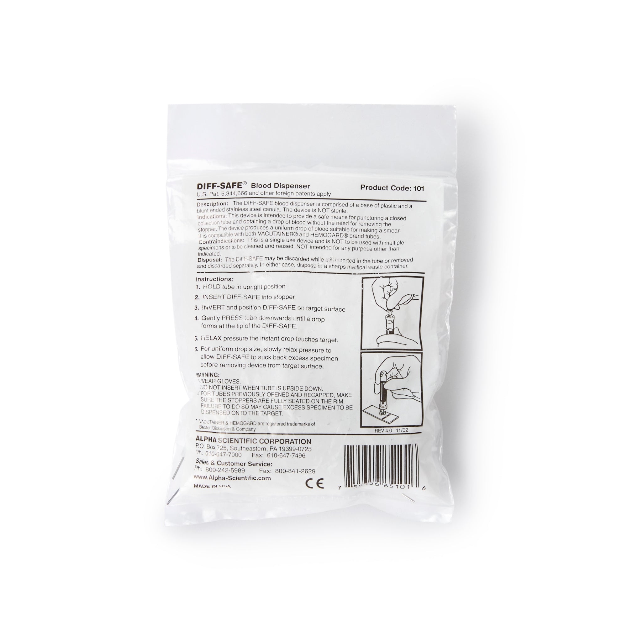 Blood Dispenser DIFF-SAFE For Blood Smears, Packaging Type- Box