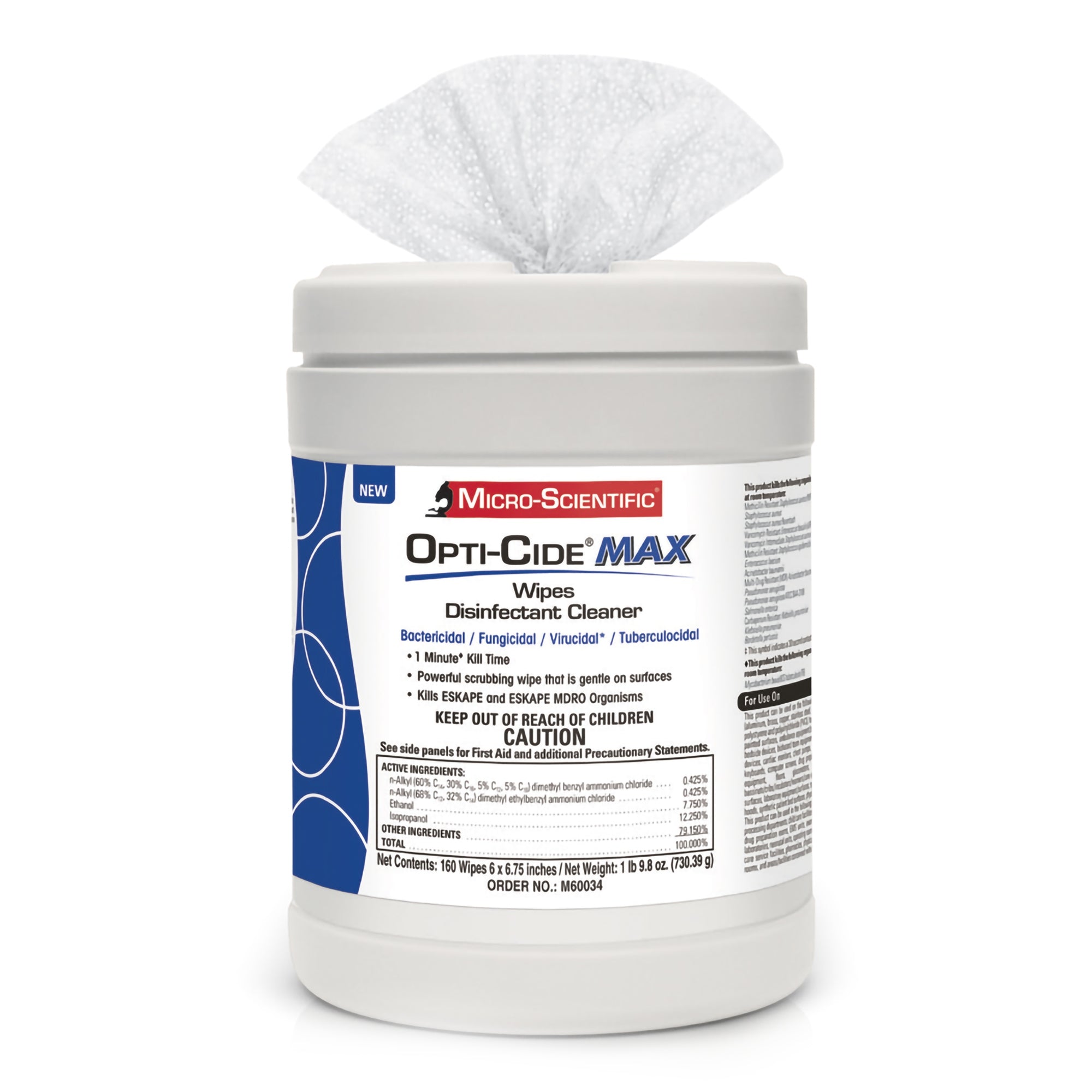 Opti-Cide Max Surface Disinfectant Cleaner Premoistened Alcohol Based Manual Pull Wipe 160 Count Canister Alcohol Scent NonSterile | 12CT/Case