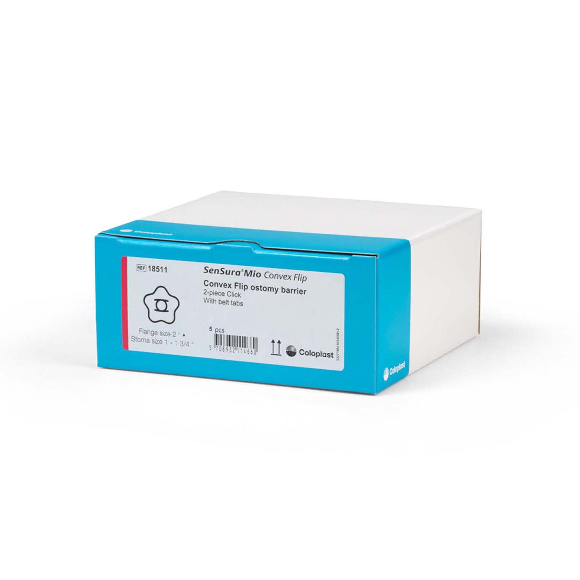 Ostomy Barrier SenSura Mio Convex Flip Precut, Extended Wear Elastic Adhesive 50 mm Flange Red Code System 1 Inch Opening | 5/Box