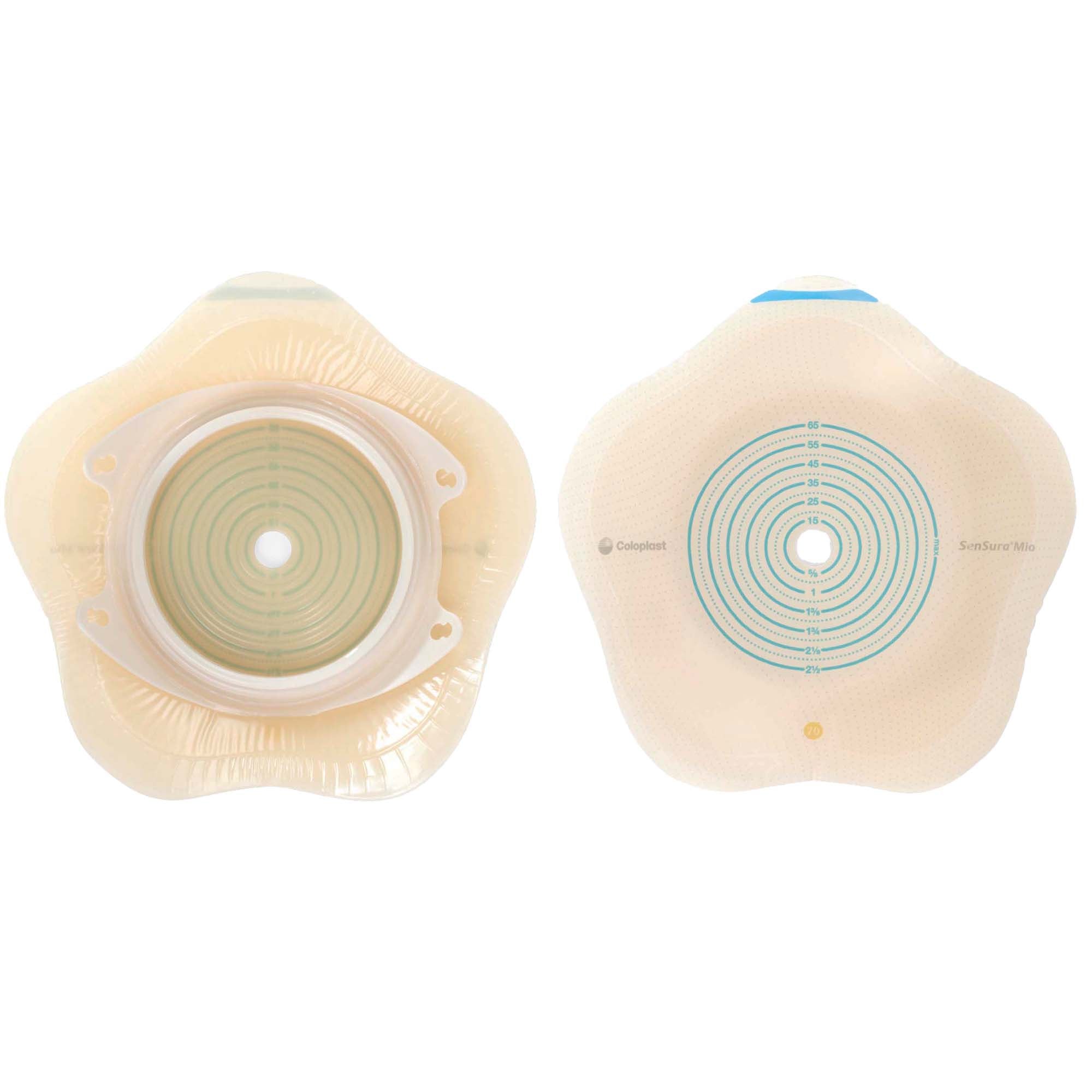 Ostomy Barrier SenSura Mio Convex Flip Trim to Fit, Extended Wear Elastic Adhesive 60 mm Flange Blue Code System 3/8 to 2-1/8 Inch Opening | 5/Box
