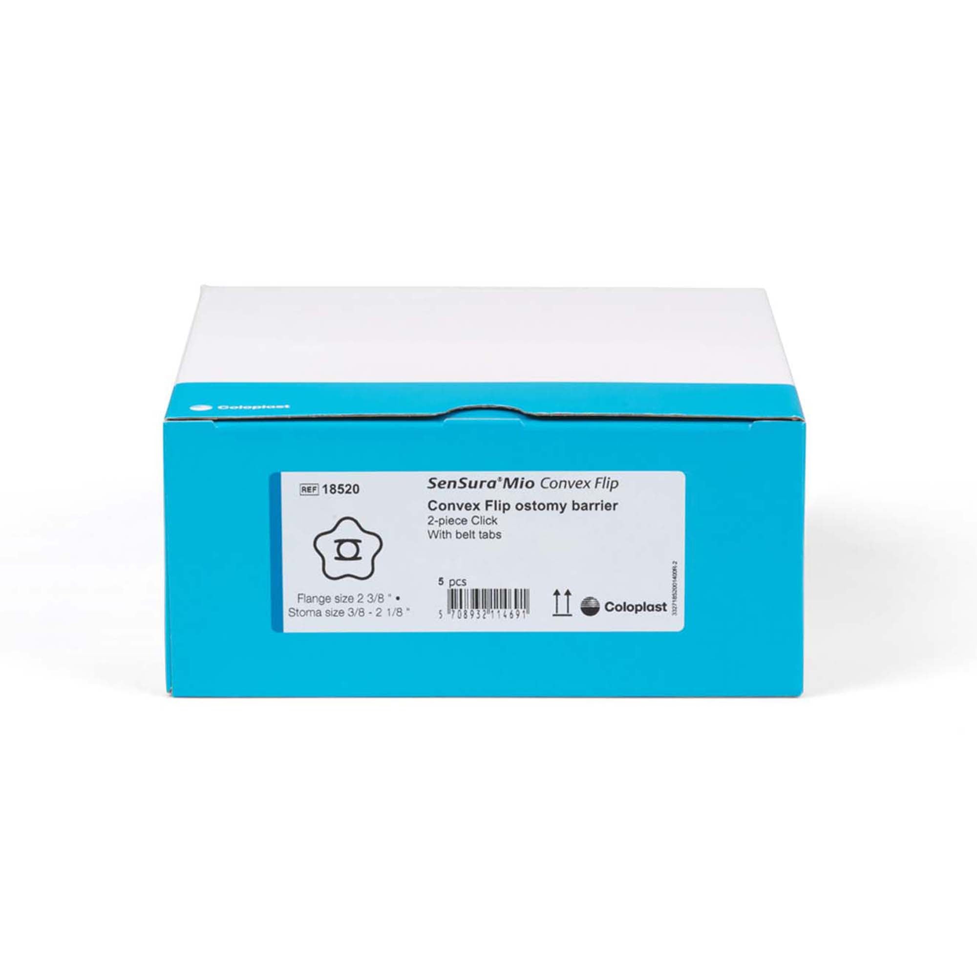 Ostomy Barrier SenSura Mio Convex Flip Trim to Fit, Extended Wear Elastic Adhesive 60 mm Flange Blue Code System 3/8 to 2-1/8 Inch Opening | 5/Box