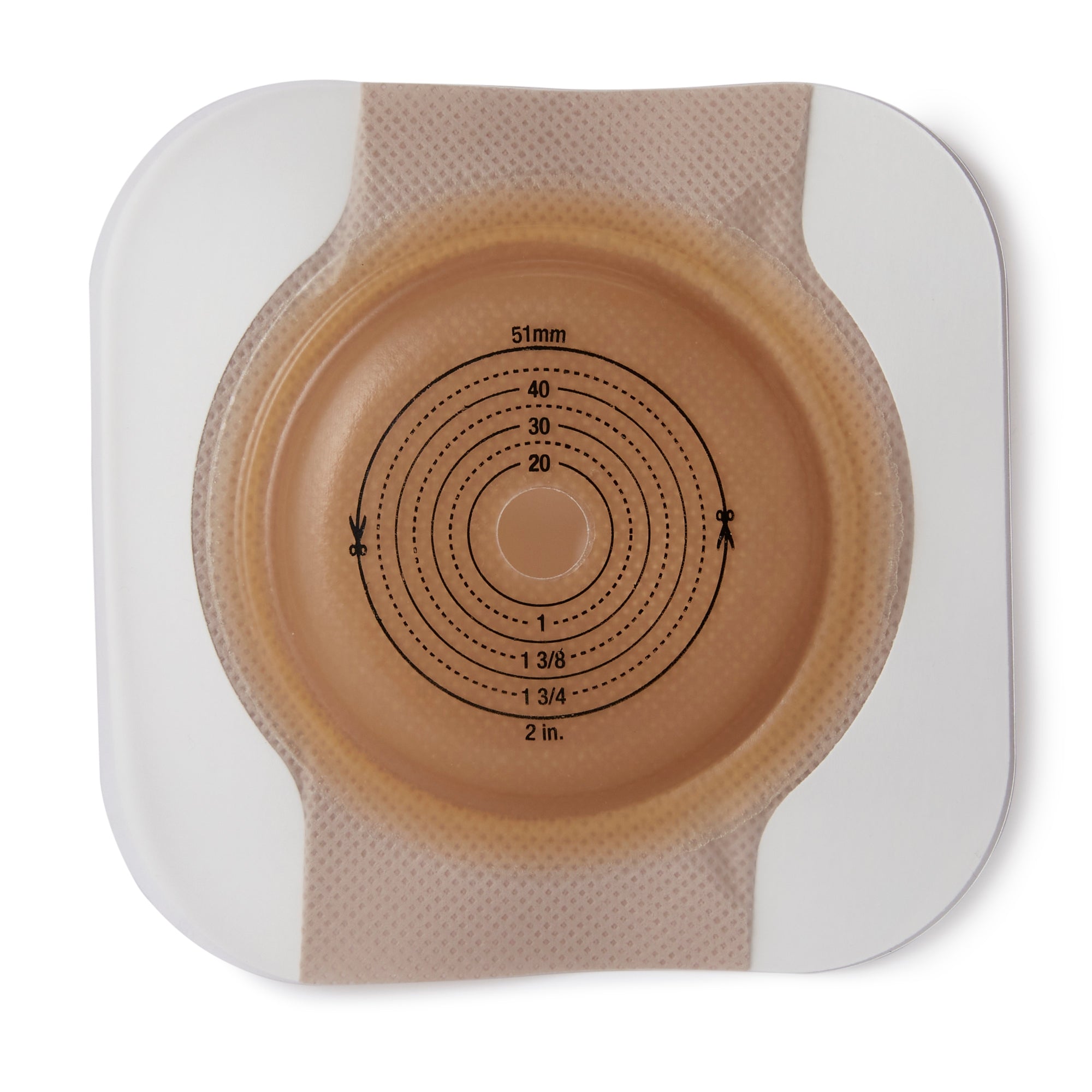 Ostomy Barrier New Image CeraPlus Trim to Fit, Extended Wear Adhesive Tape Borders 70 mm Flange Blue Code System Up to 2 Inch Opening | 5/Box