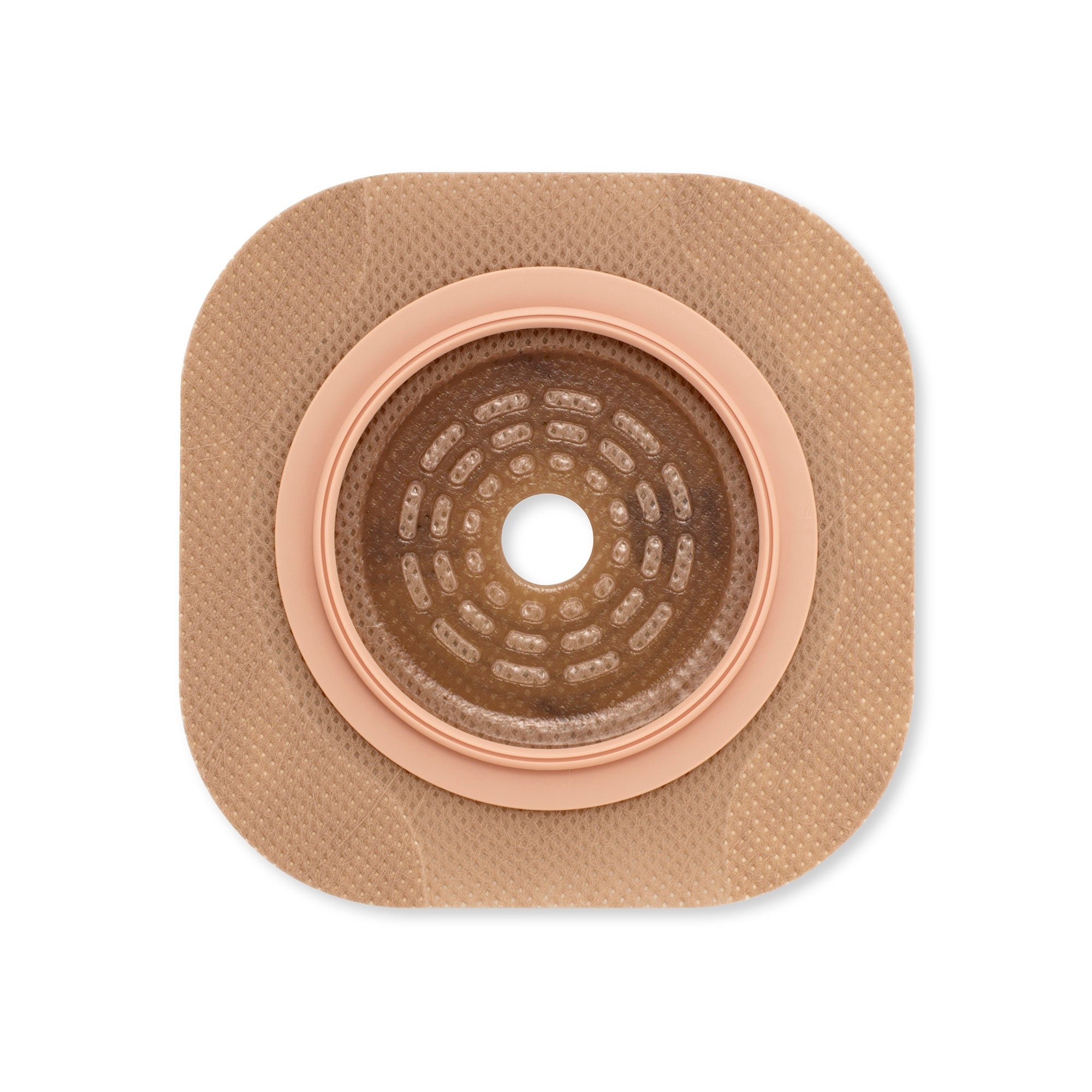 Ostomy Barrier New Image Flat CeraPlus Precut, Extended Wear Adhesive Tape Borders 2-1/4 Inch Flange Red Code 1-3/8 Inch Opening | 5/Box