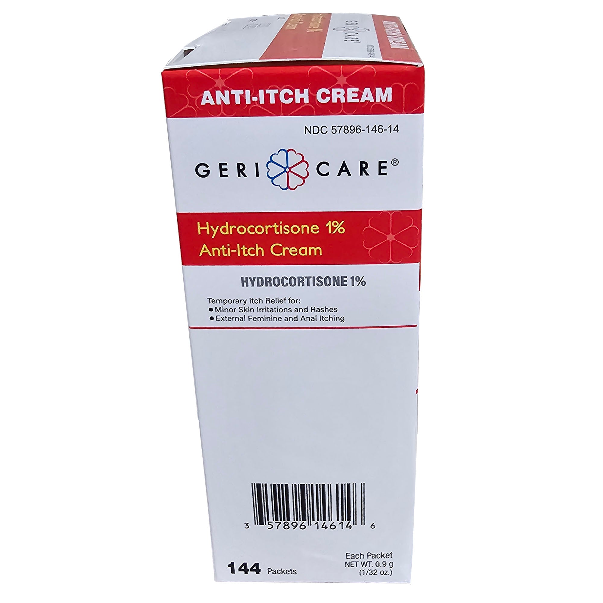 Geri-Care Hydrocortisone 1% Itch Relief Cream – 0.9 g Individual Packets (Box of 144) | NDC 57896014614