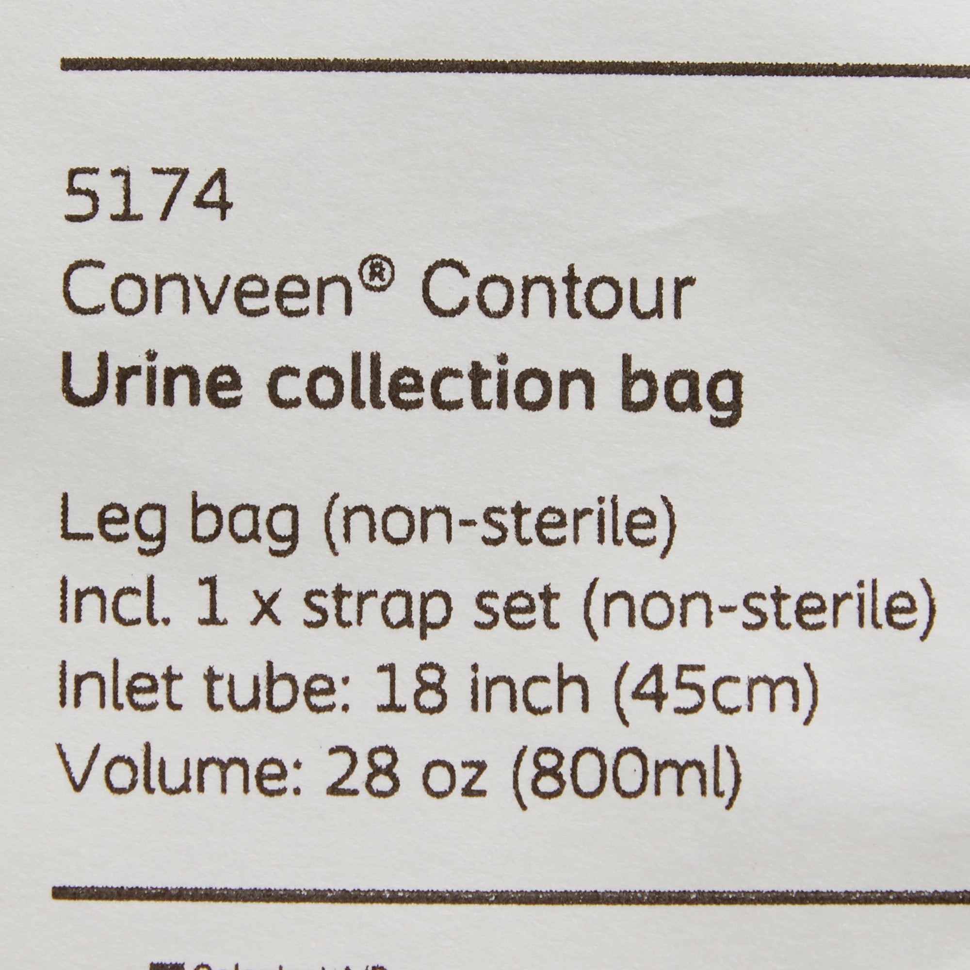 Urinary Leg Bag Conveen Security+ Anti-Reflux Valve NonSterile 800 mL Polyethylene / Flocked, Packaging Type- Box