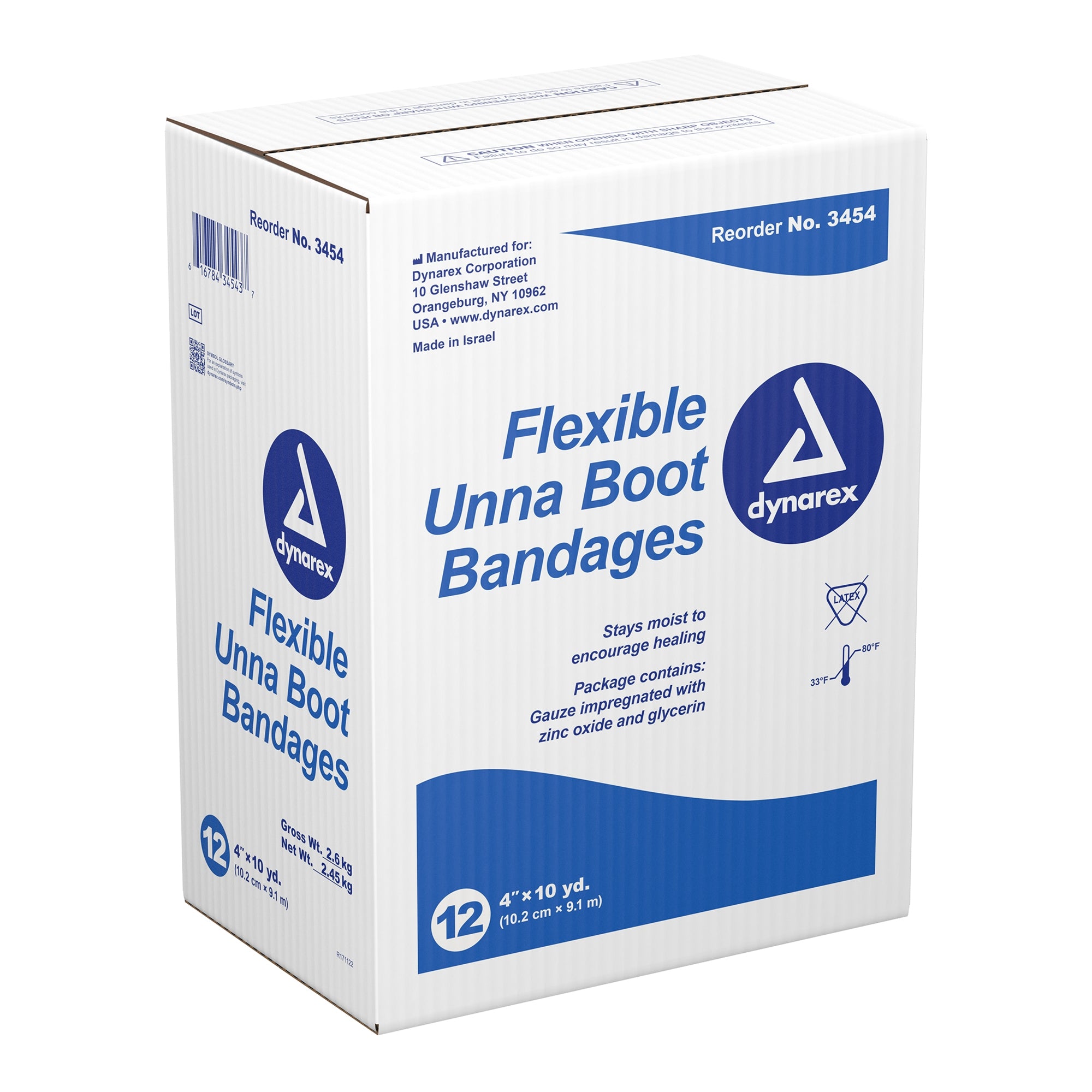 Unna Boot Dynarex Zinc Oxide 4 Inch X 10 Yard, Packaging Type- Case