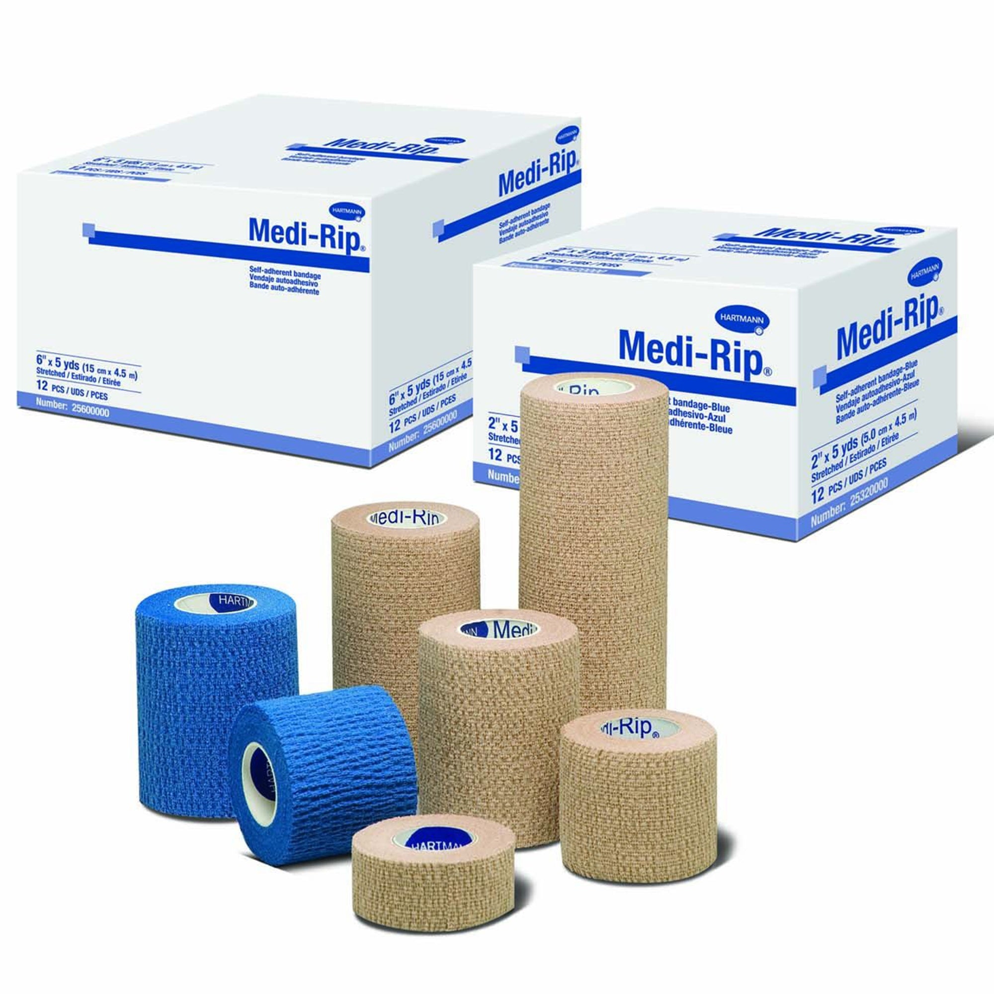 Cohesive Bandage Medi-Rip 2 Inch X 5 Yard Self-Adherent Closure Tan NonSterile Standard Compression, Packaging Type- Box