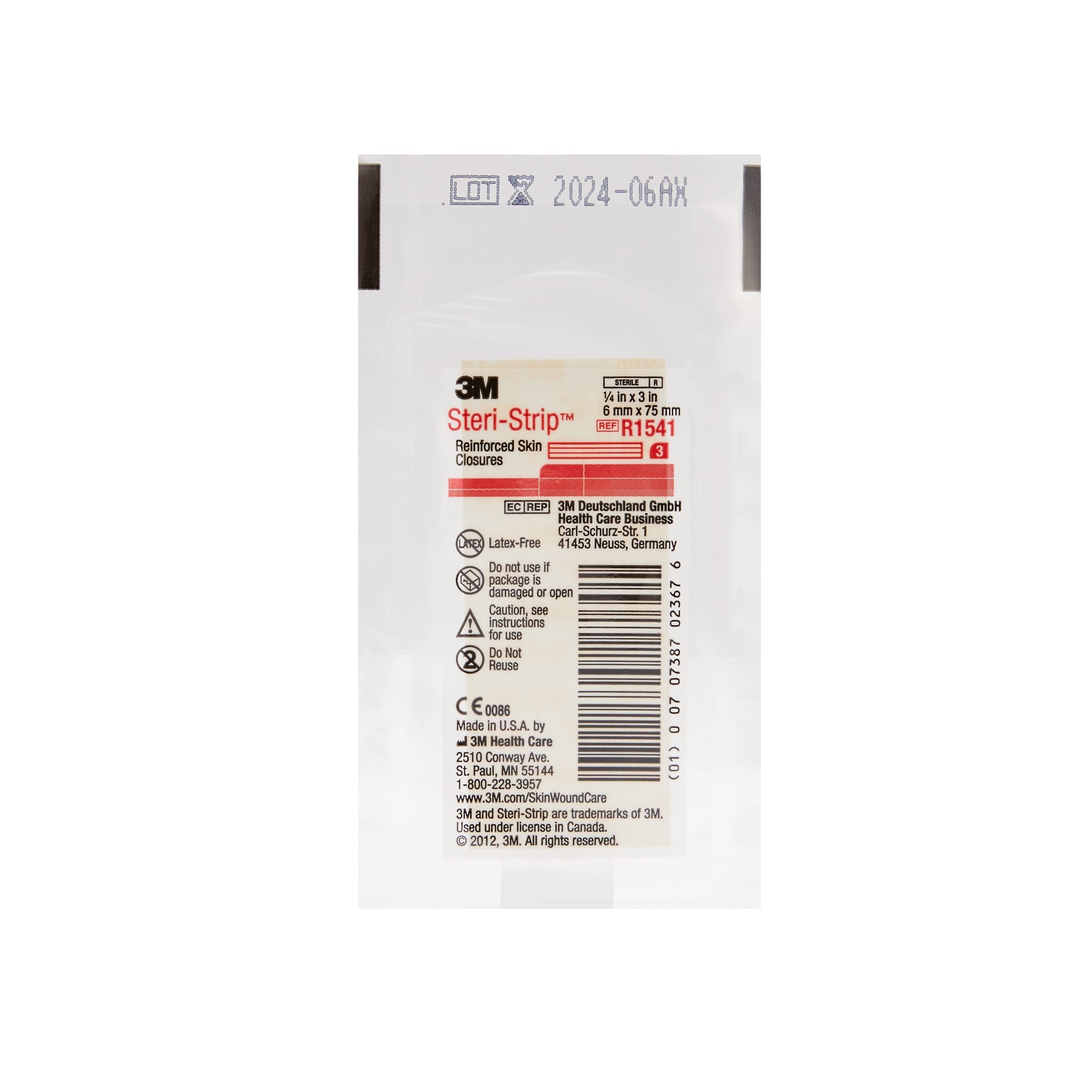 Skin Closure Strip Steri-Strip 1/4 X 3 Inch Nonwoven Material Reinforced Strip White, Packaging Type- Box