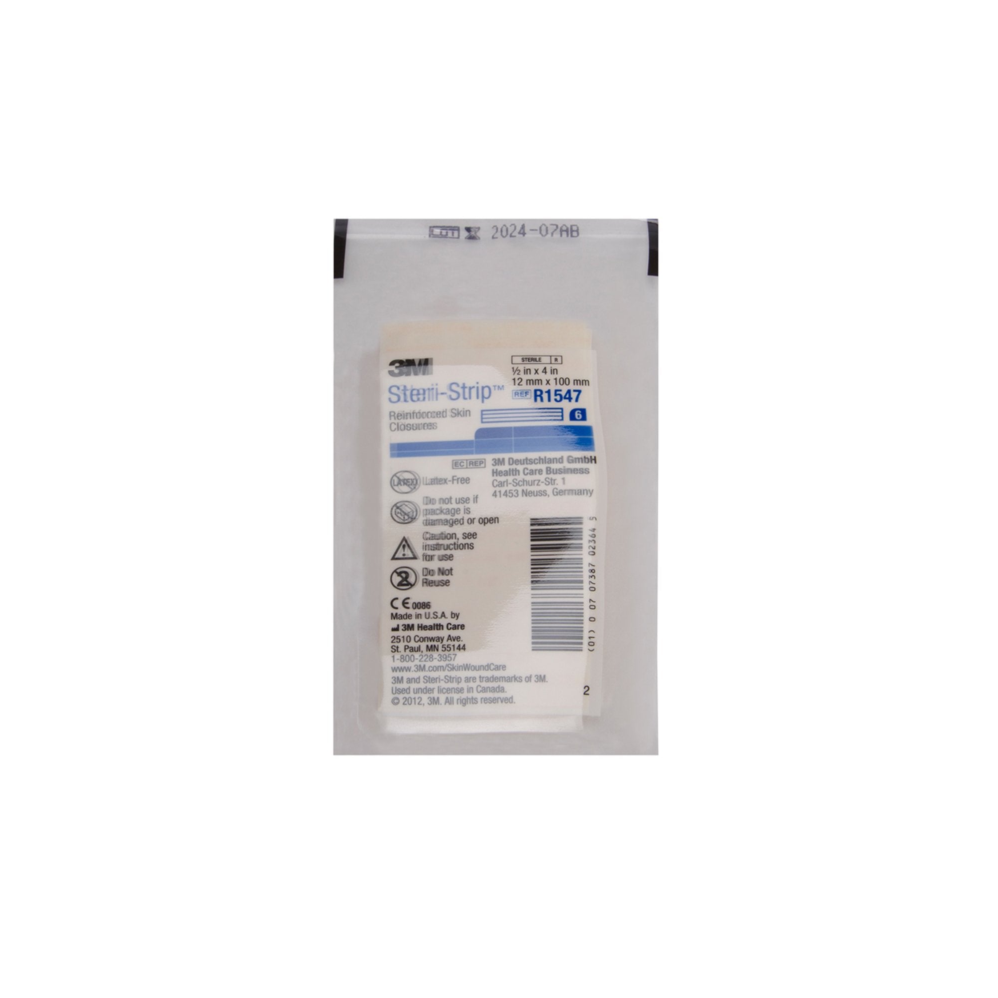 Skin Closure Strip Steri-Strip 1/2 X 4 Inch Nonwoven Material Reinforced Strip White, Packaging Type- Box