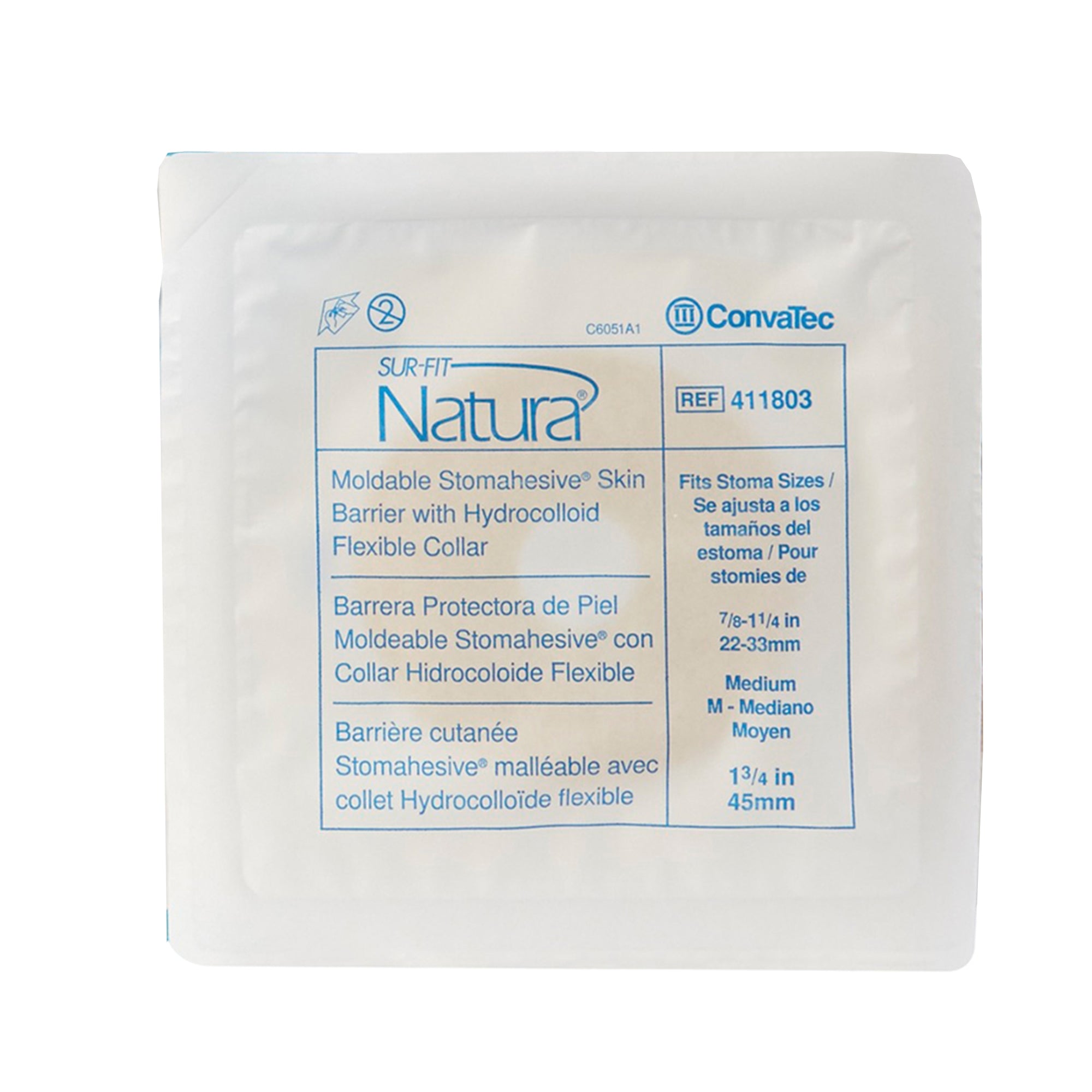 Ostomy Barrier Sur-Fit Natura Stomahesive Moldable, Standard Wear Without Tape 45 mm Flange Sur-Fit Natura System Hydrocolloid 7/8 to 1-1/4 Inch Opening | BOX
