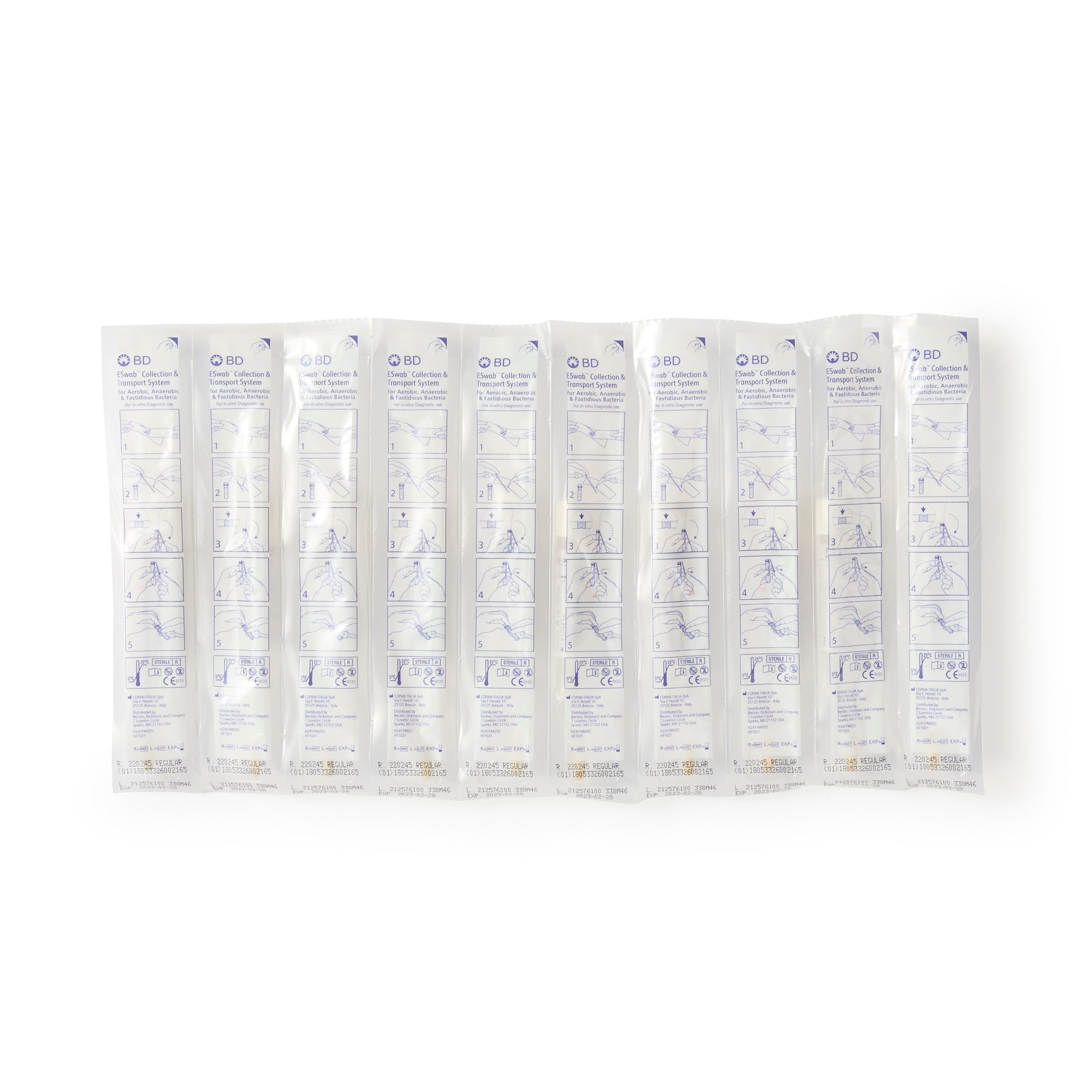 BD ESwab Specimen Collection & Transport System – White Cap Flocked Swab with 1 mL Liquid Amies Medium, Sterile (Box of 50)