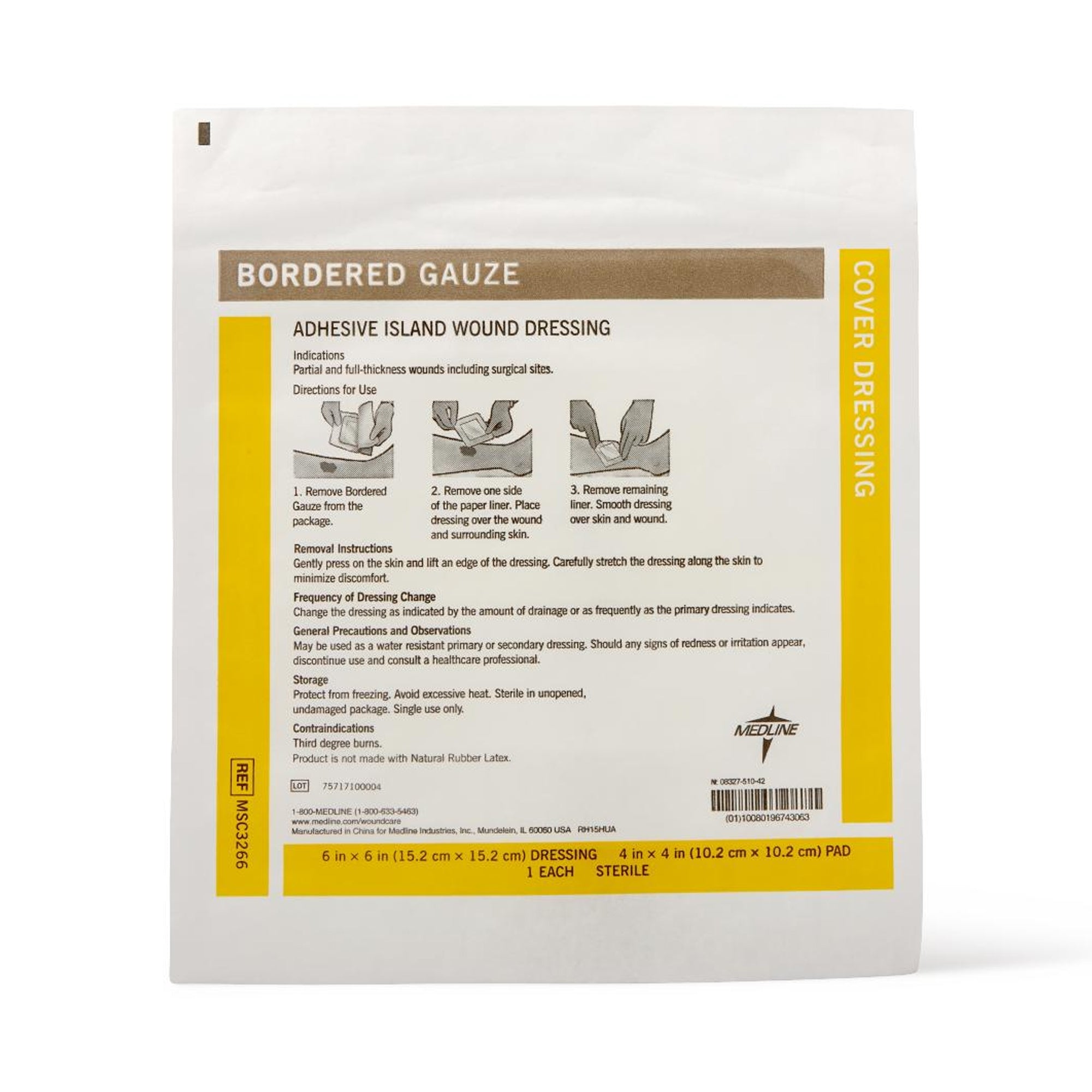 Island Dressing Medline 6 X 6 Inch Square Sterile Water Resistant Nonwoven Backing, Packaging Type- Box