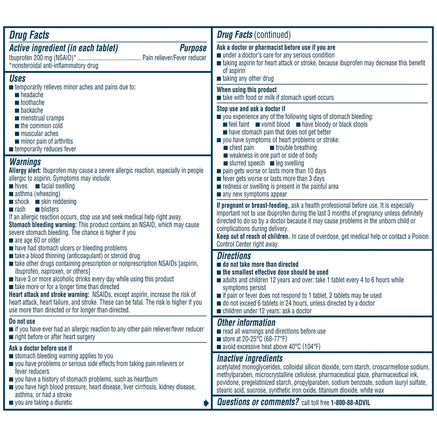 Pain Relief Advil 200 mg Strength Ibuprofen Tablet 50 per Box, Packaging Type- Box