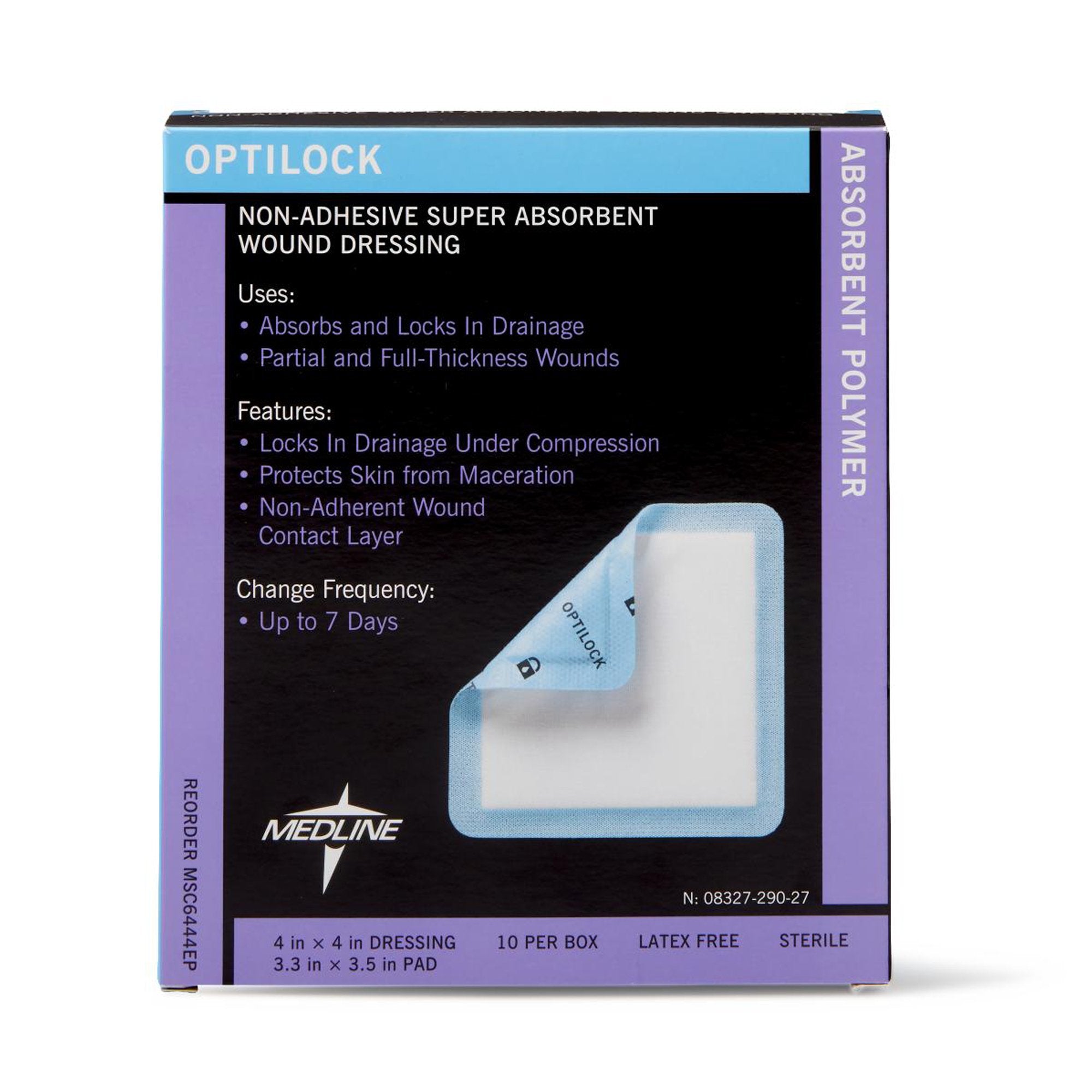 Super Absorbent Dressing OptiLock 4 X 4 Inch Square, Packaging Type- Box