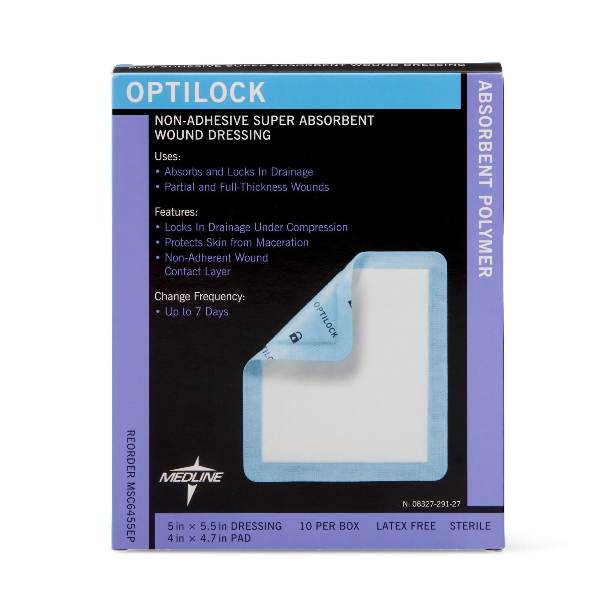 Super Absorbent Dressing OptiLock 5 X 5-1/2 Inch Rectangle, Packaging Type- Box
