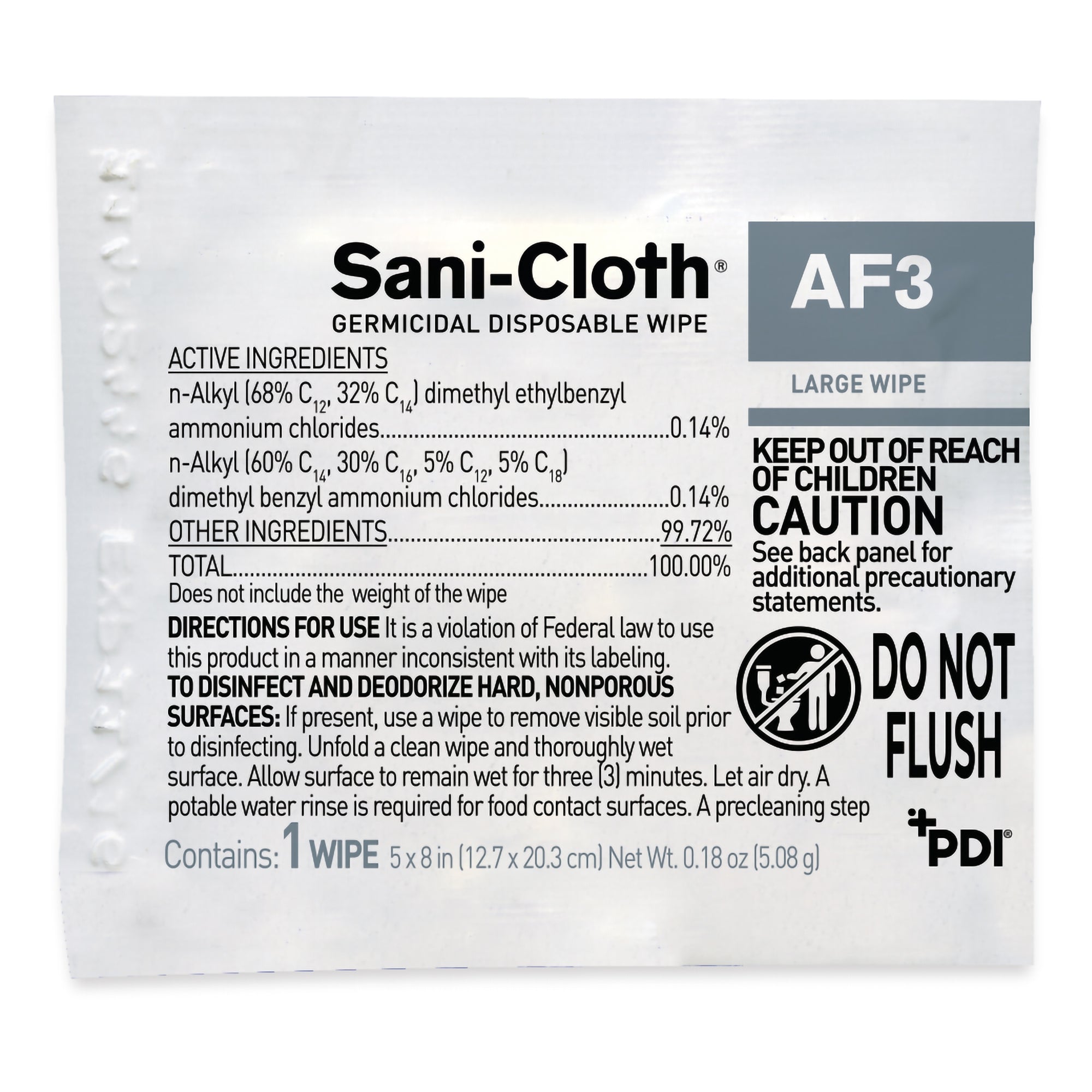 Sani-Cloth AF3 Surface Disinfectant Cleaner Premoistened Germicidal Manual Pull Wipe 50 Count Individual Packet Unscented NonSterile | 10BX
